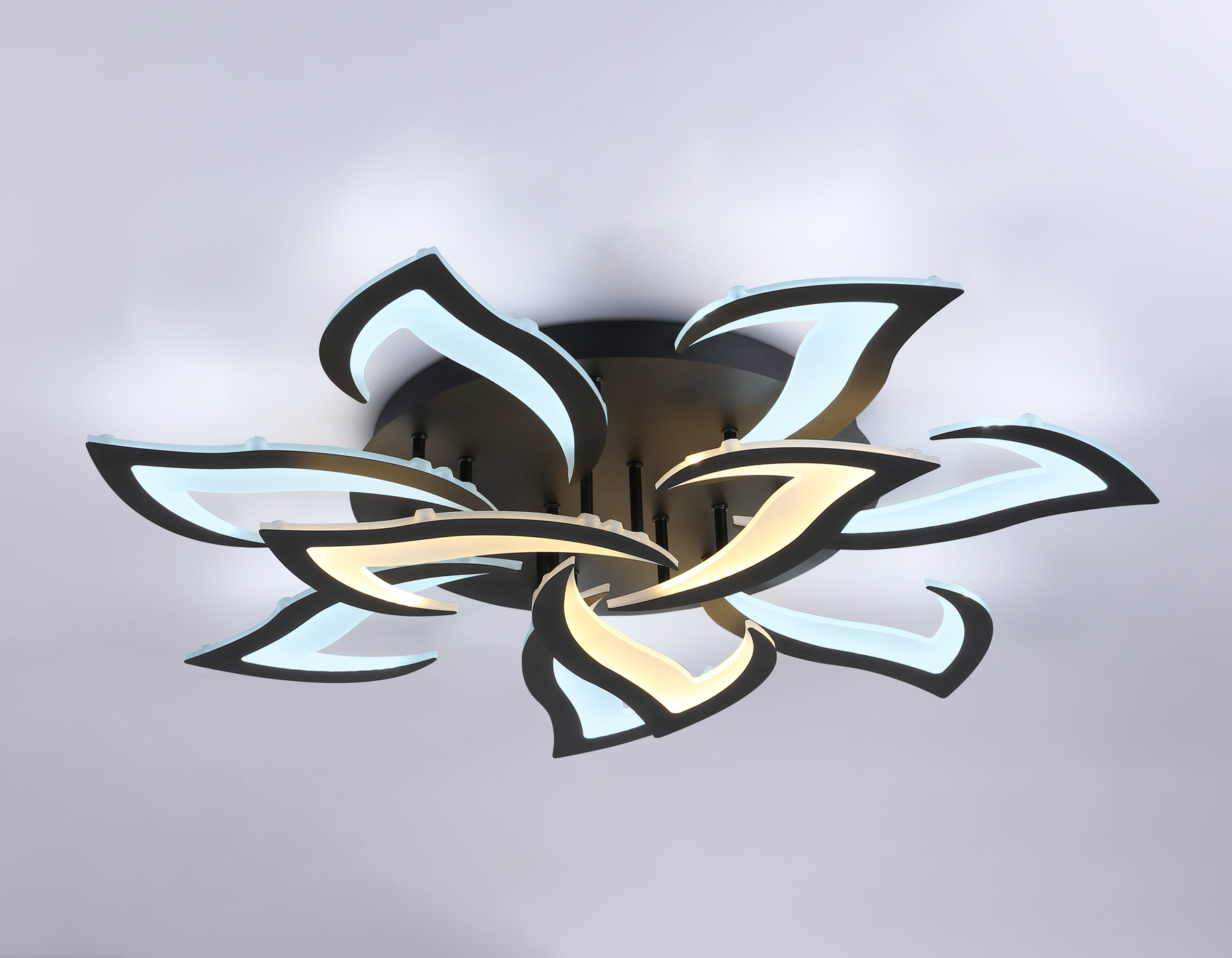 Потолочный светодиодный светильник с пультом FA4474/7+3 BK черный 112W 3000+6400K/4200K/6400+3000K D850*120 (ПДУ ИК)