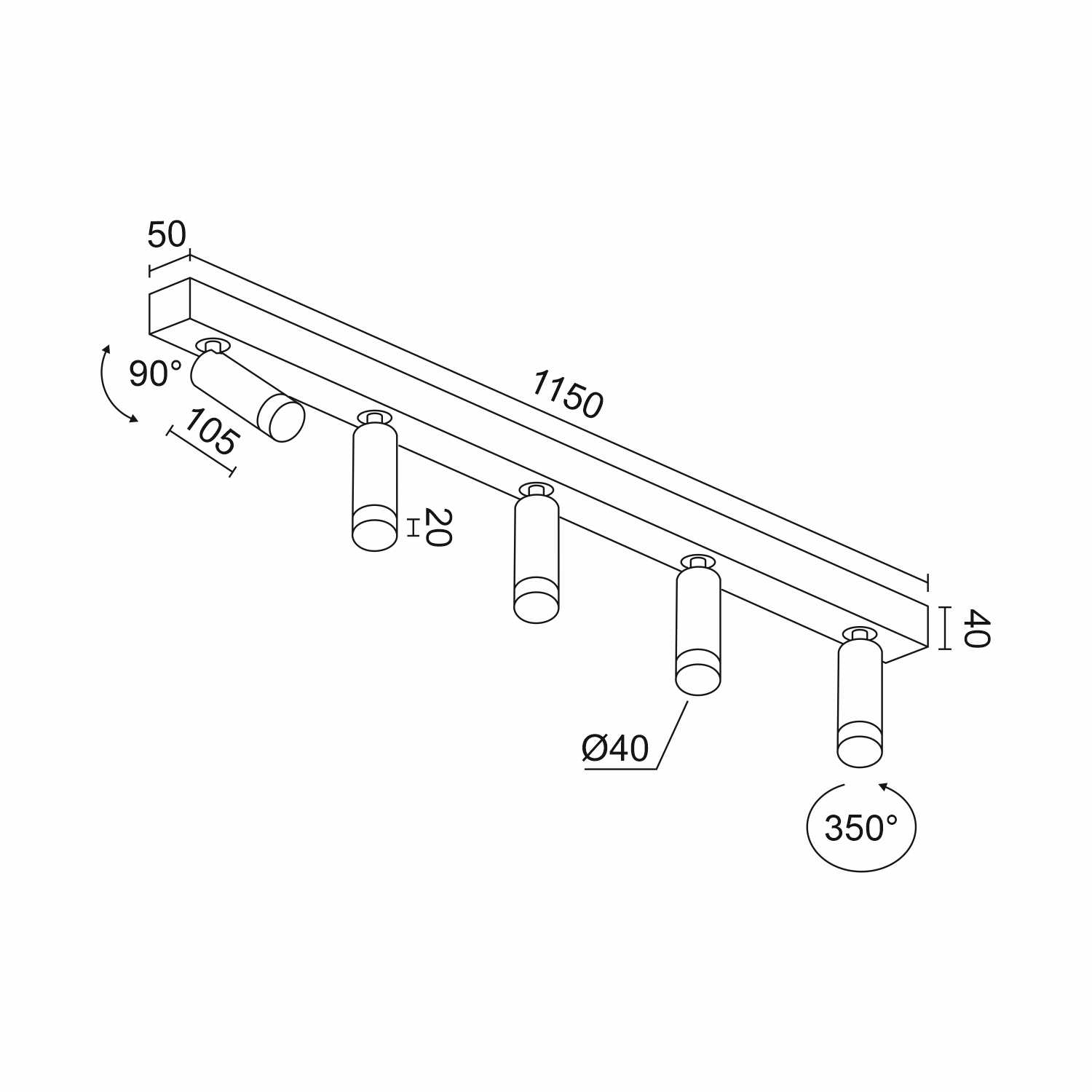 Накладной светодиодный светильник Ledron SAGITONY E5 S40 Wooden White (10166)