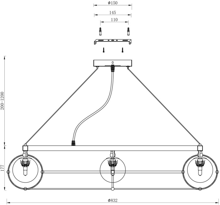 Подвесная люстра Carcass MOD312PL-12GCH (mod312pl-12gch)