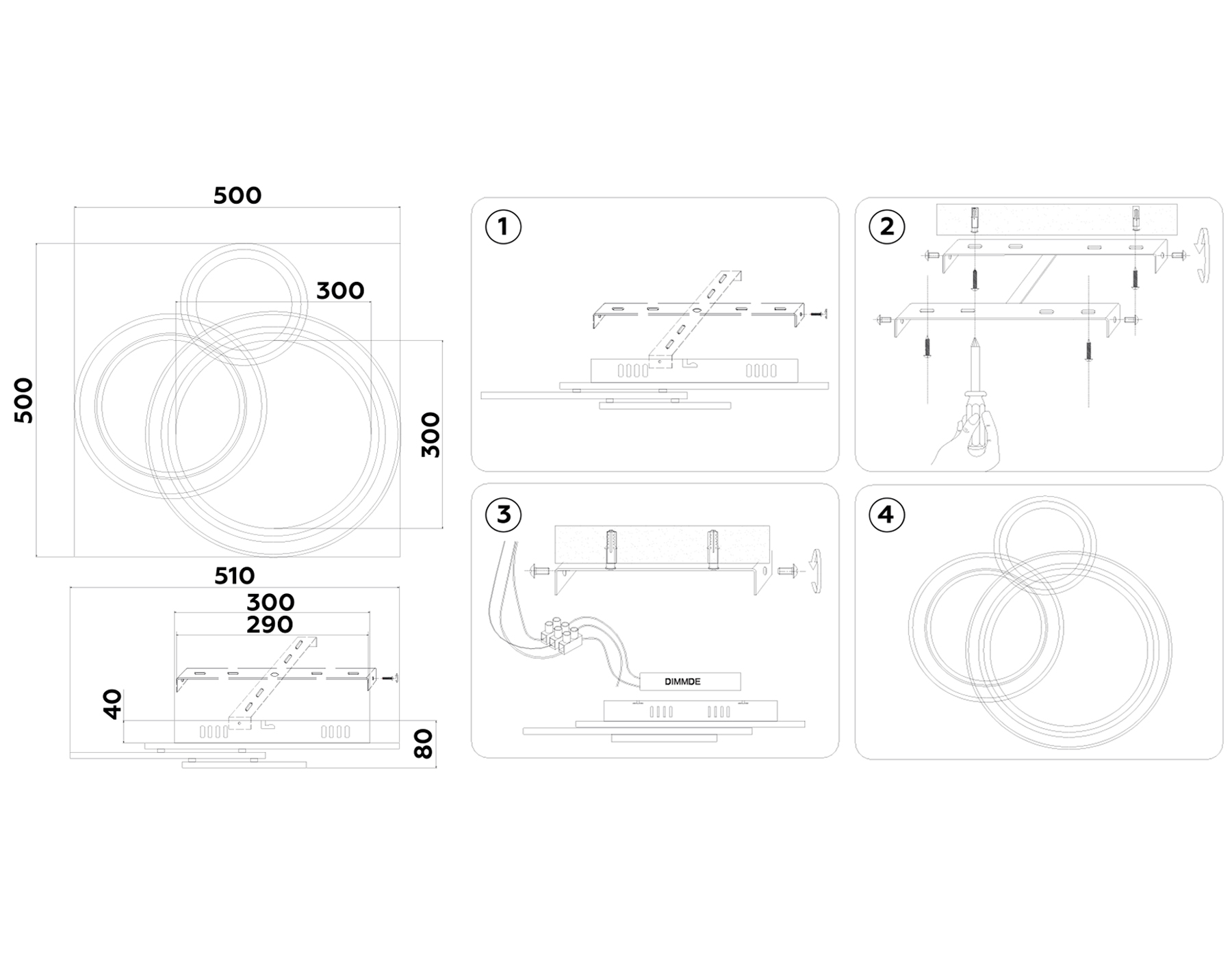 Потолочный светодиодный светильник с пультом FA8515/3 BK черный 143W 3000K-6400K 500*500*80 (ПДУ РАДИО 2.4G)