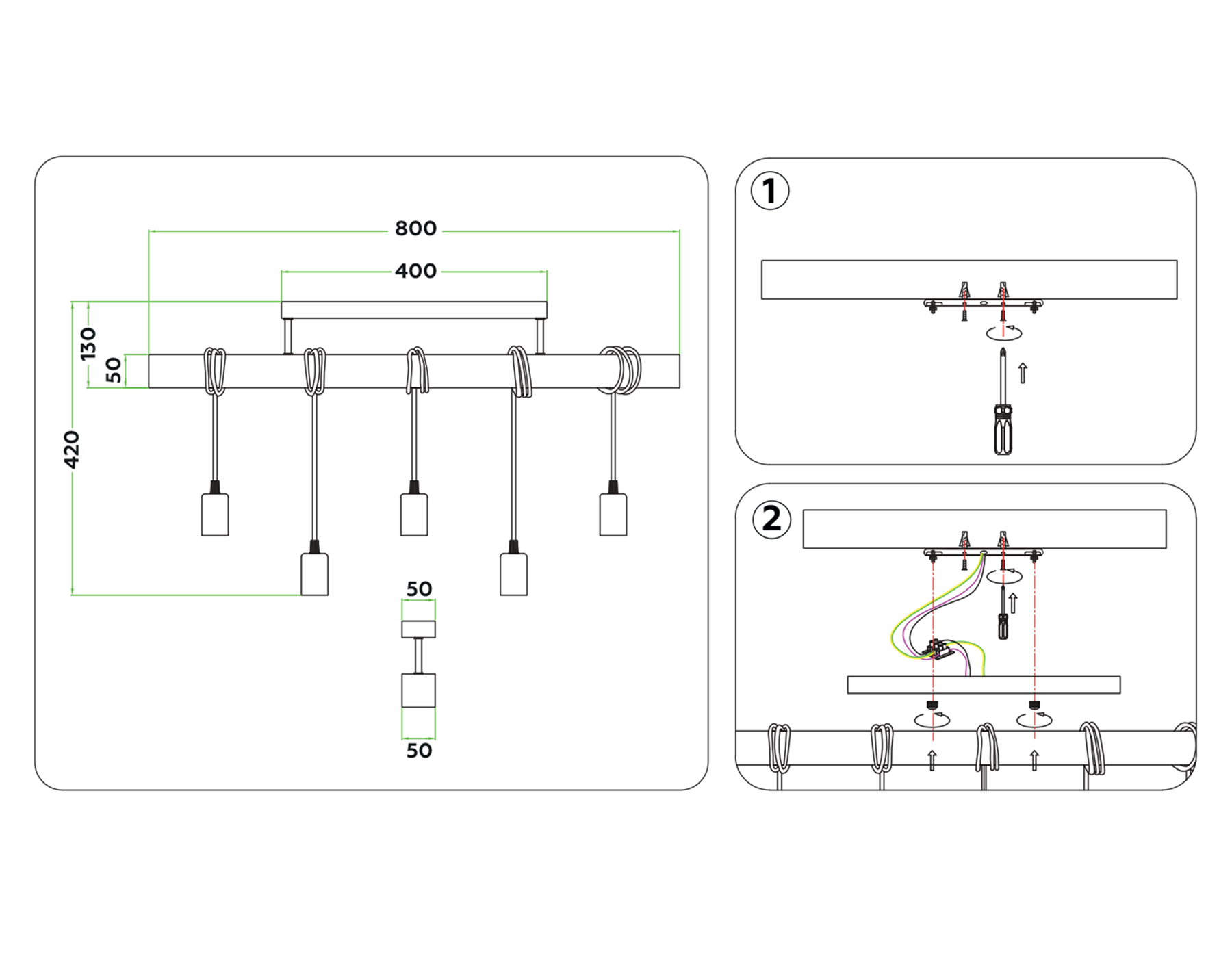 Подвесной светильник в стиле лофт TR8183/5 BK/LW черный/светлое дерево E27*5 max 40W 800*50*420