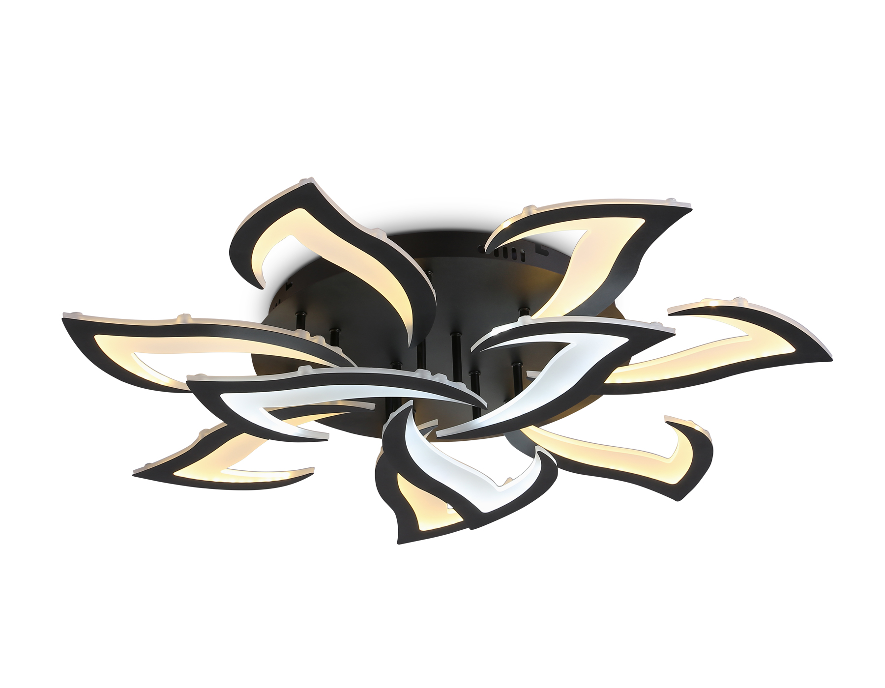 Потолочный светодиодный светильник с пультом FA4474/7+3 BK черный 112W 3000+6400K/4200K/6400+3000K D850*120 (ПДУ ИК)