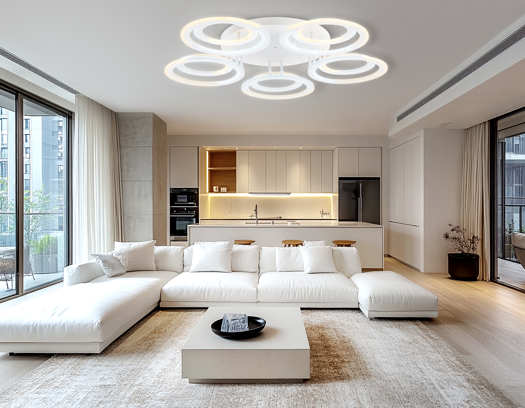 Светильник светодиодный потолочный FA8944/5+5 WH белый 132W 3000-6000K D735*115 (ПДУ ИК)