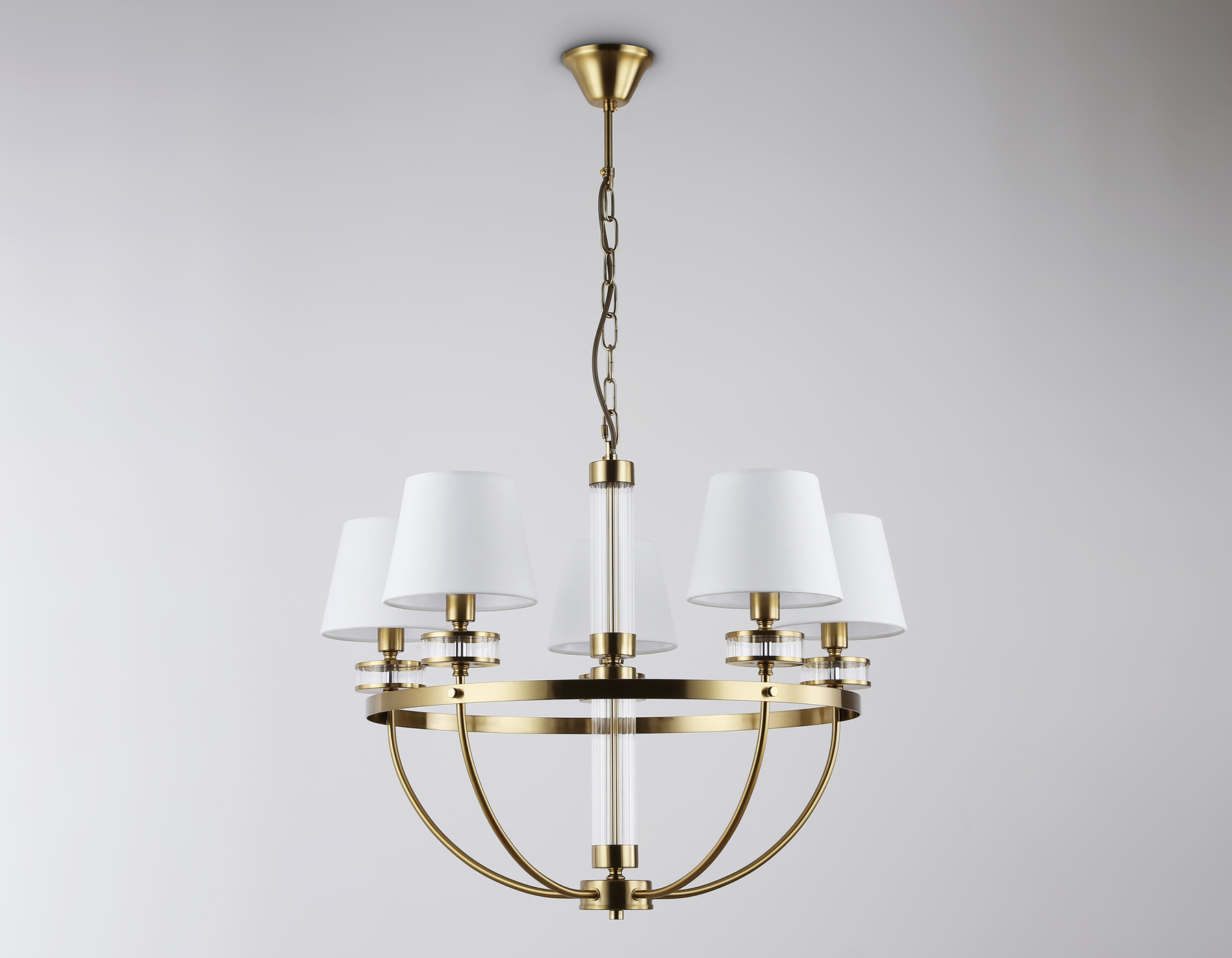 Подвесная люстра с абажурами LH71251/5 BS/WH латунь/белый E14/5 max 40W D700*990