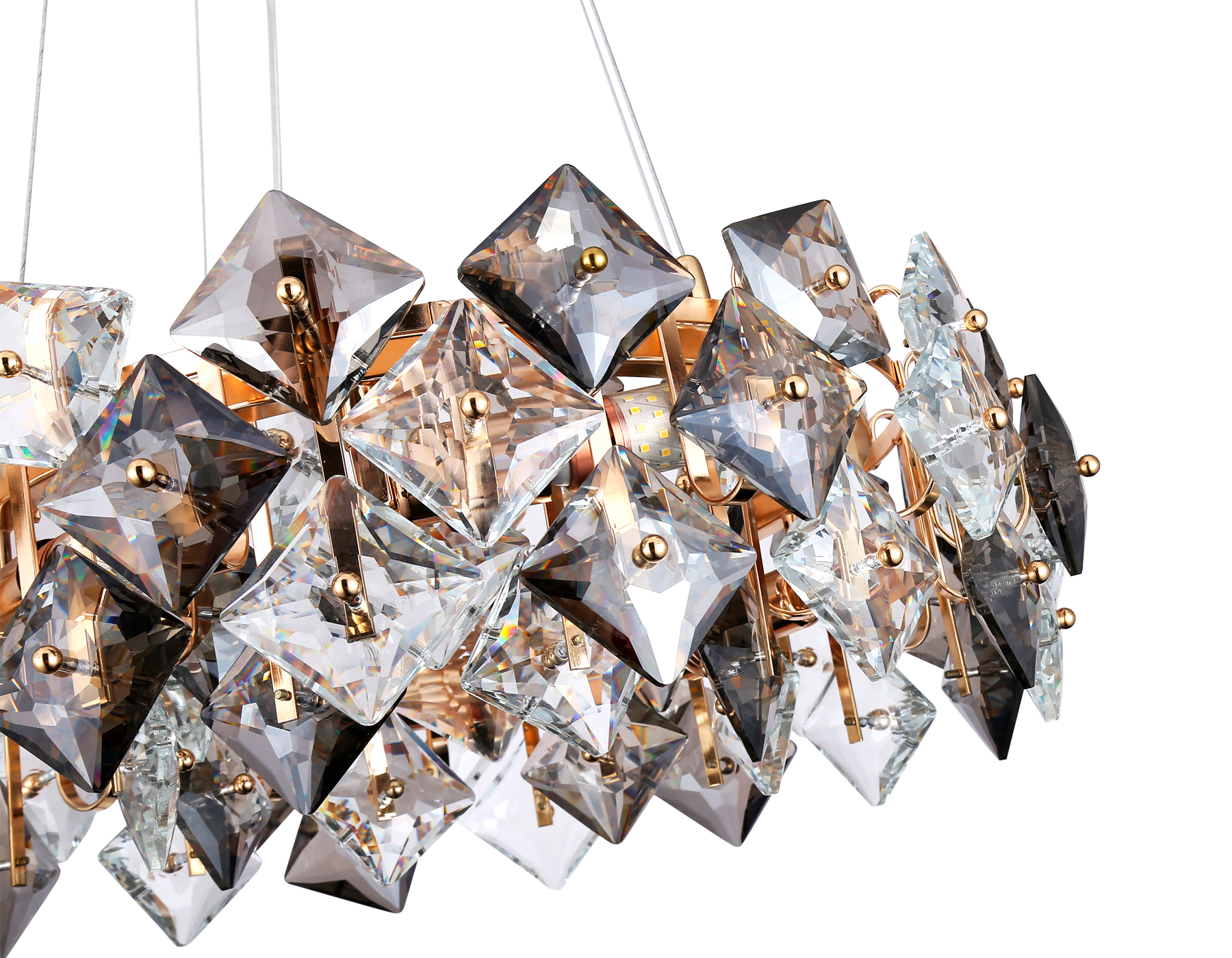 Подвесная люстра с хрусталем TR5186/6 GD/CL/SM золото/прозрачный/дымчатый E14/6 max 40W D550*1000