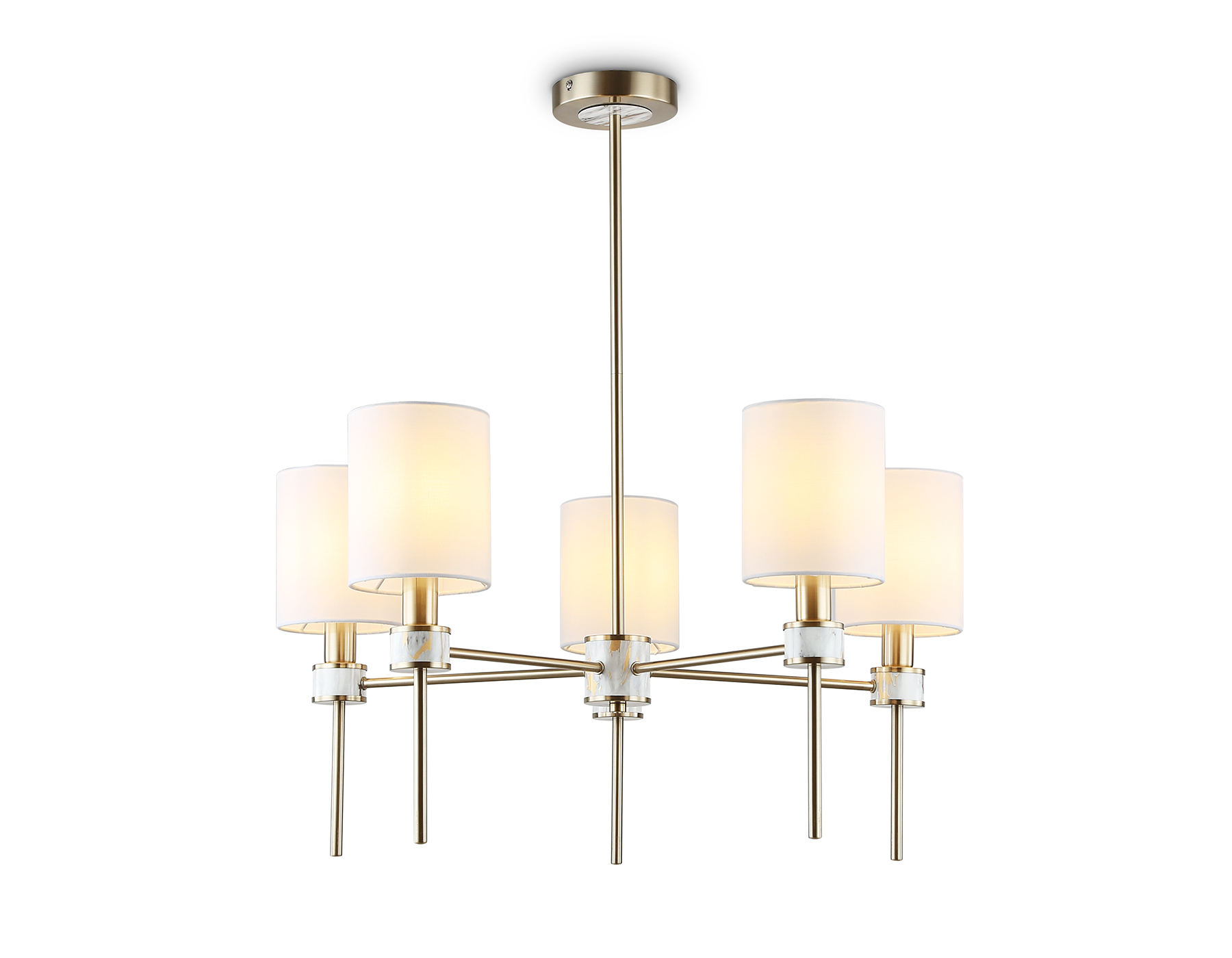 Люстра с абажурами на штанге LH72371/5 DBS/WH темная латунь/белый E14/5 max 40W D680*720