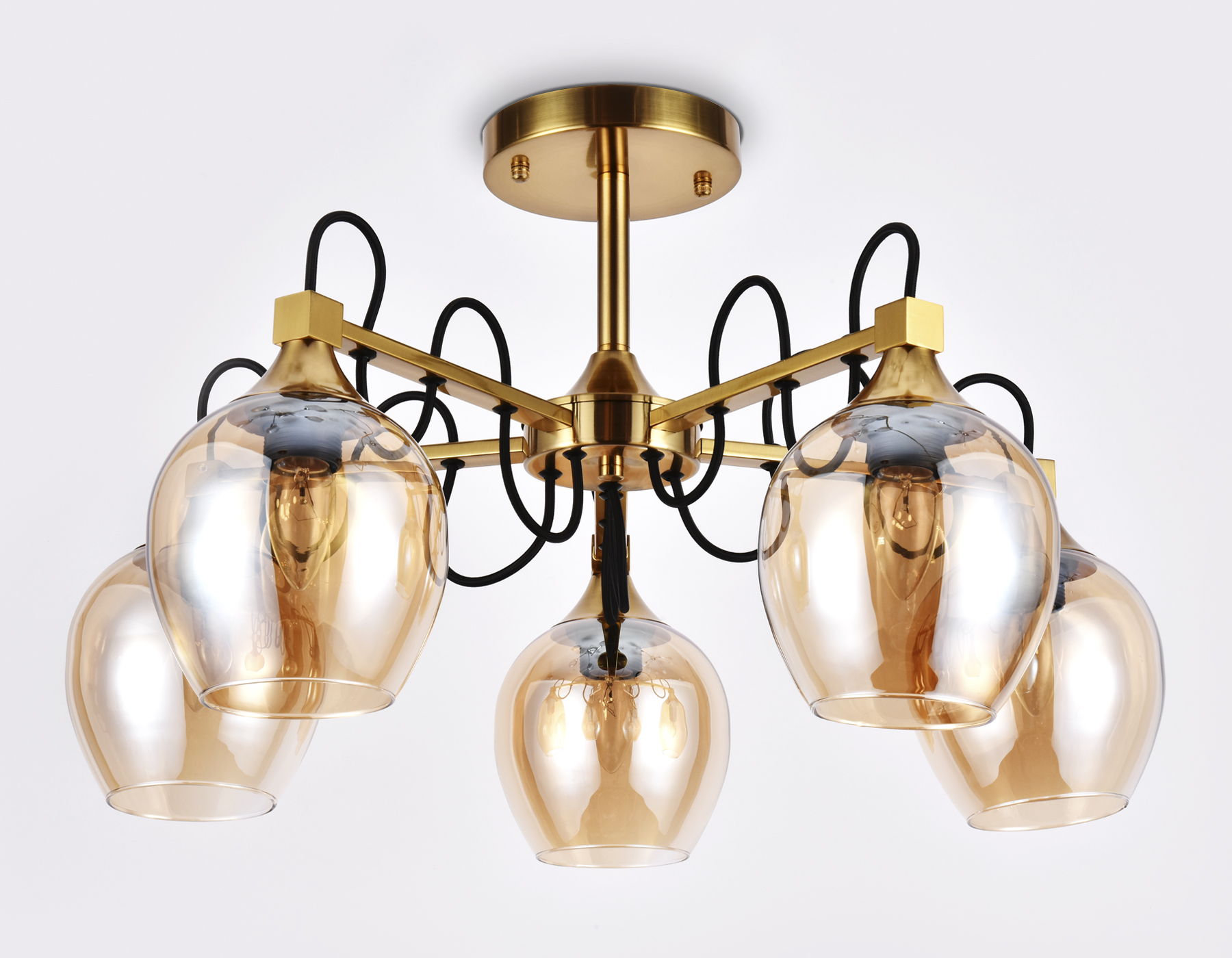 Подвесная люстра со сменными лампами TR9061/5 SB/TI бронза/янтарь E27 max 40W D620*380