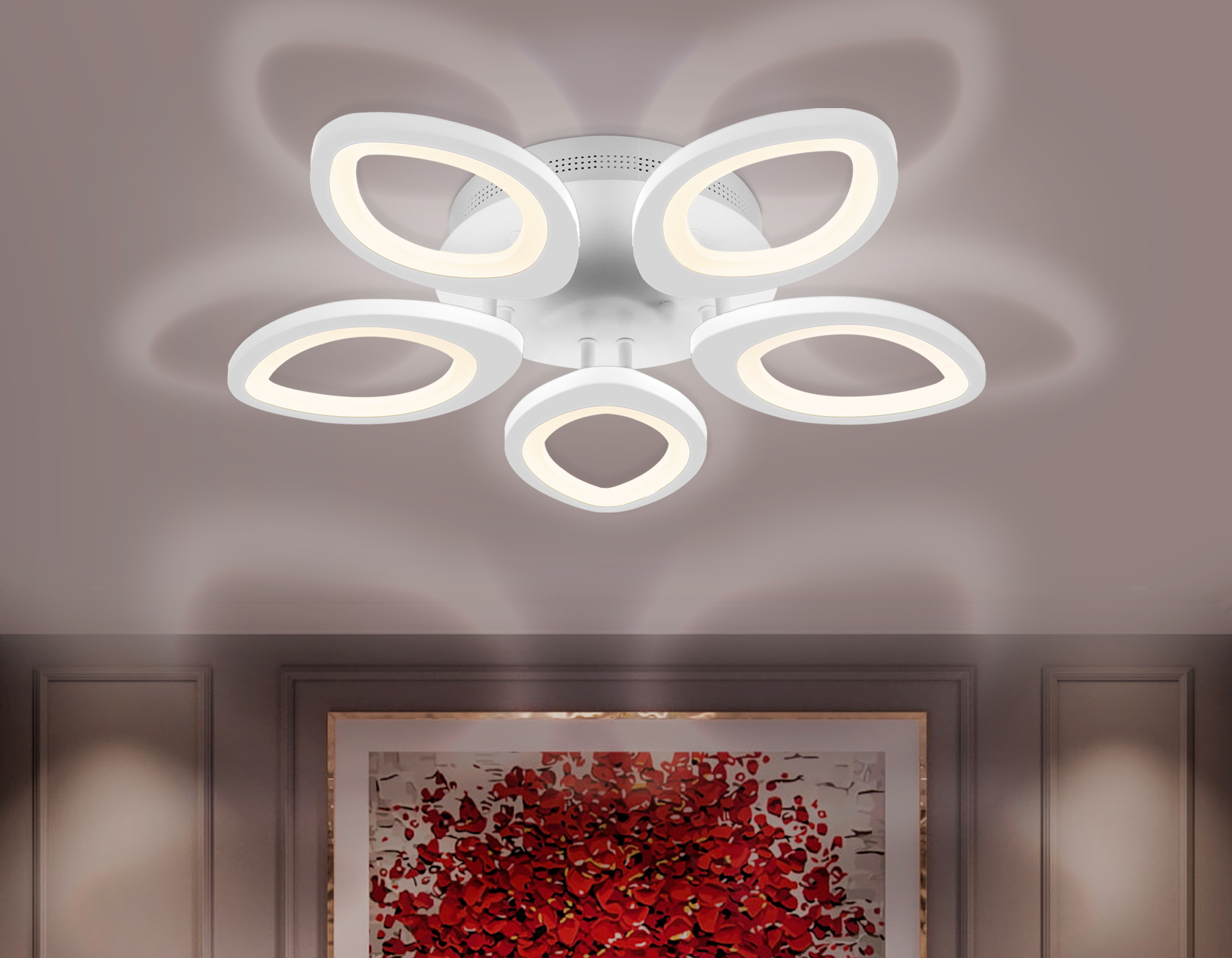 Потолочный светодиодный светильник с пультом FA4492/5 WH белый 4200K/3000K/6400K 63W D520*85 (ПДУ ИК)