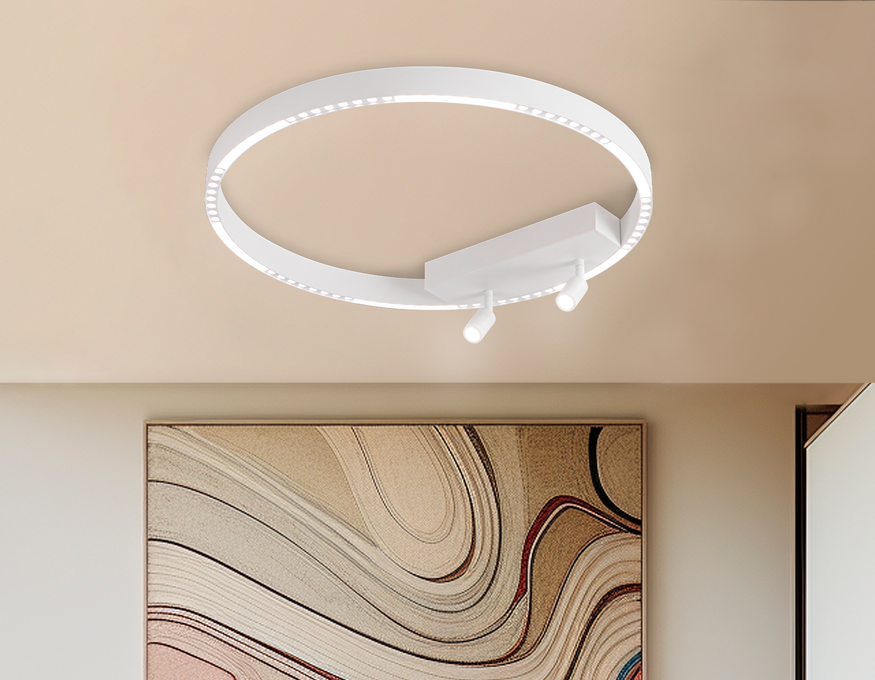 Потолочный светодиодный светильник FL5807/1+2 WH белый 40W 3000K/4200K/6400K D600*95 (без ПДУ)