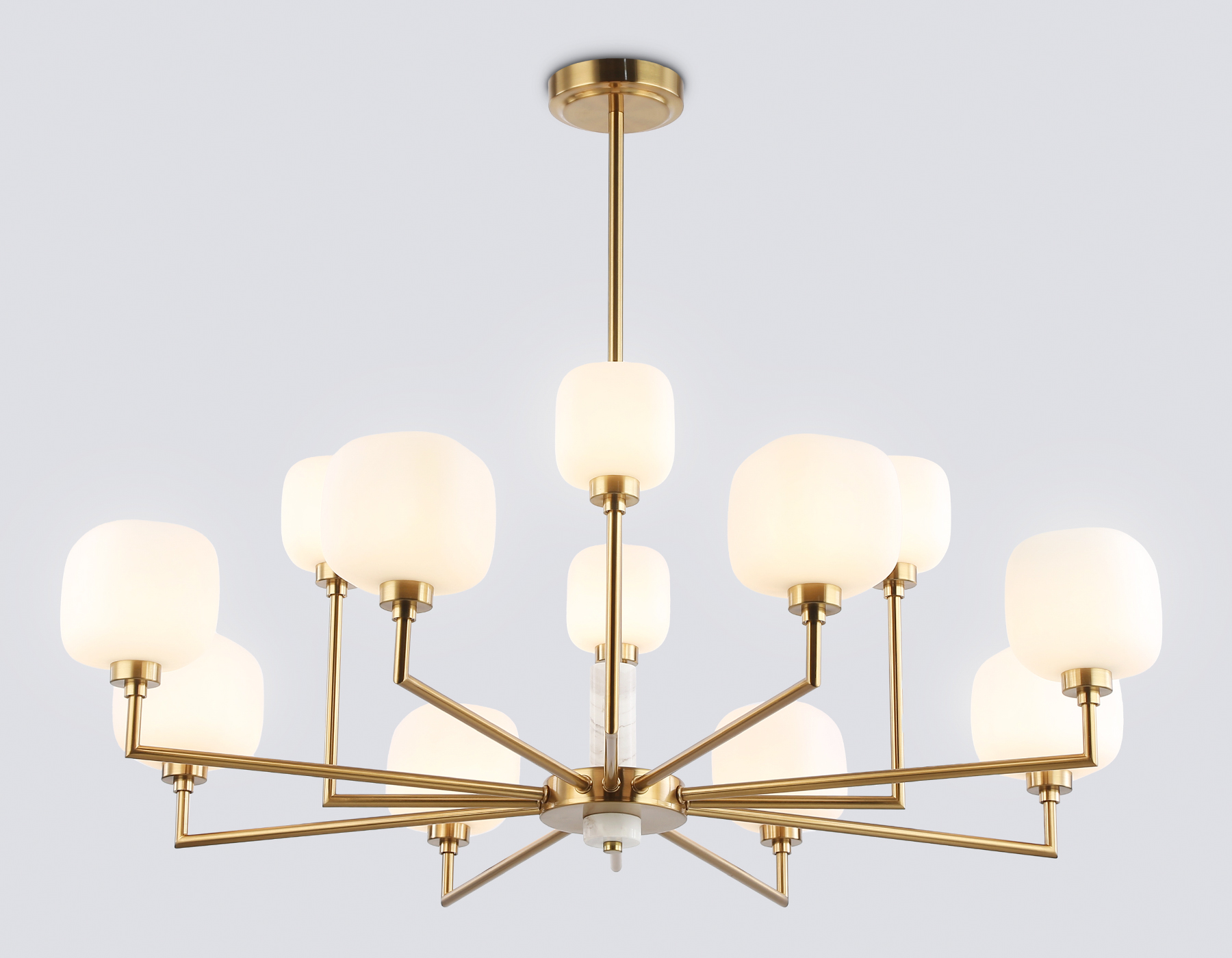 Люстра на штанге с мрамором LH53019/12 BS/FR латунь/белый матовый G9*12 max 40W D910*680