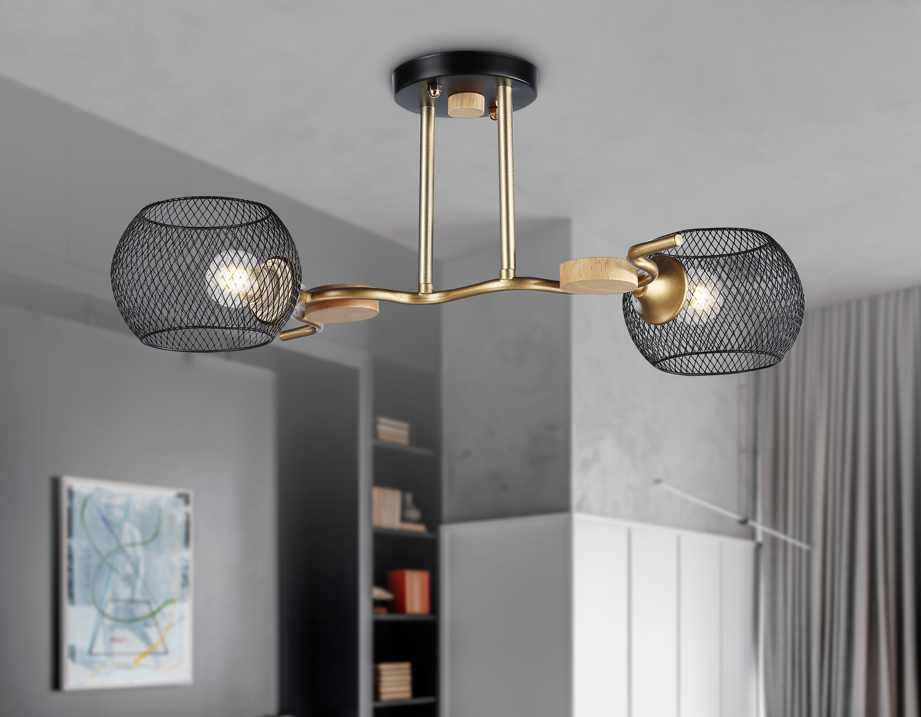 Подвесной светильник TR80162/2 BK/GD черный/золото E27/2 max 40W 550*360*220