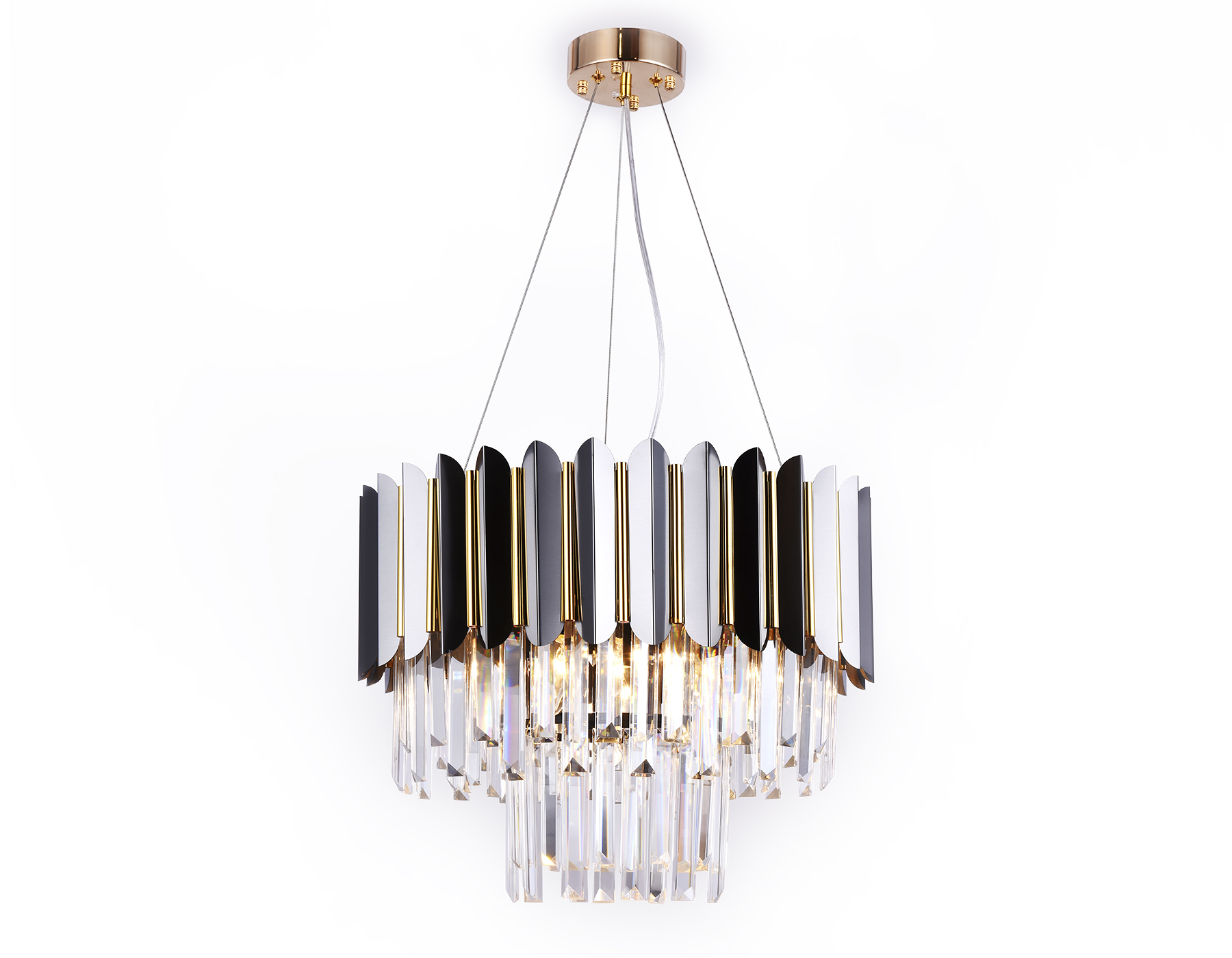 Подвесная люстра с хрусталем TR5297/7 DCH/GD черный хром/золото E14/7 max 40W D500*780