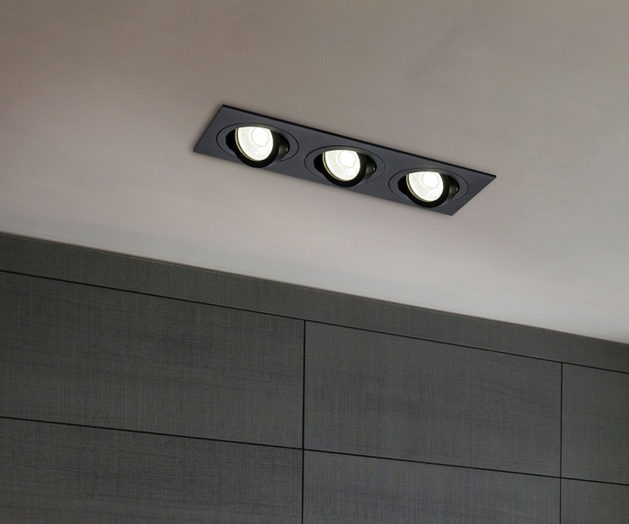Встраиваемый светильник Atom GU10 3x50Вт Maytoni Technical DL024-2-03B (dl024-2-03b)