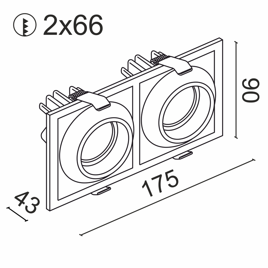 Встраиваемый светодиодный светильник GIZA SQ2 Black 4000K (10693)