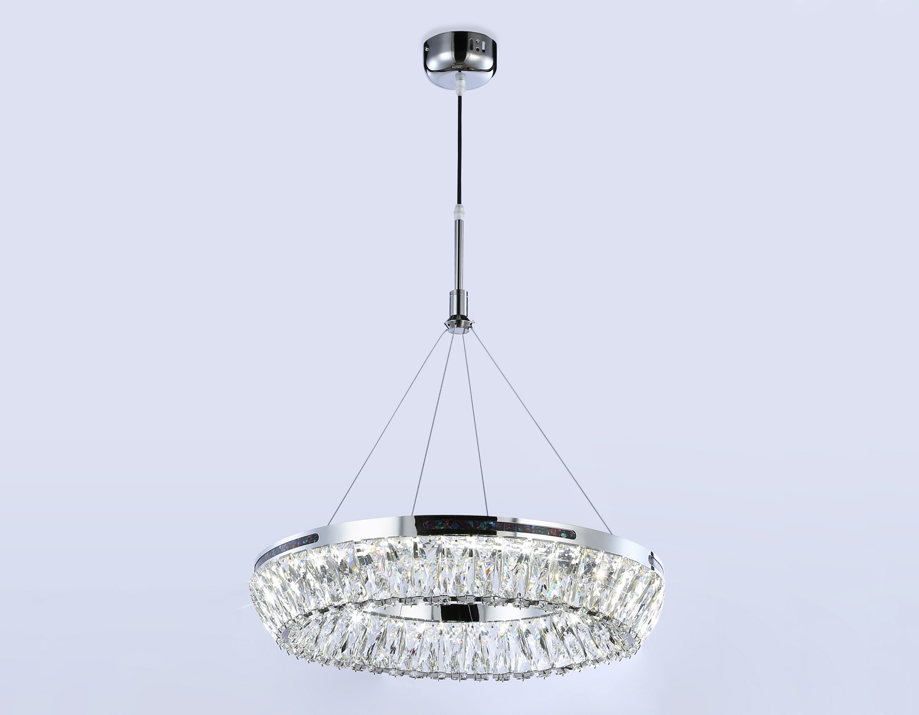 Подвесная светодиодная люстра с хрусталем TR5022 CH/CL хром/прозрачный 3000K/4200K/6400K 47W D500*540 (Без ПДУ)