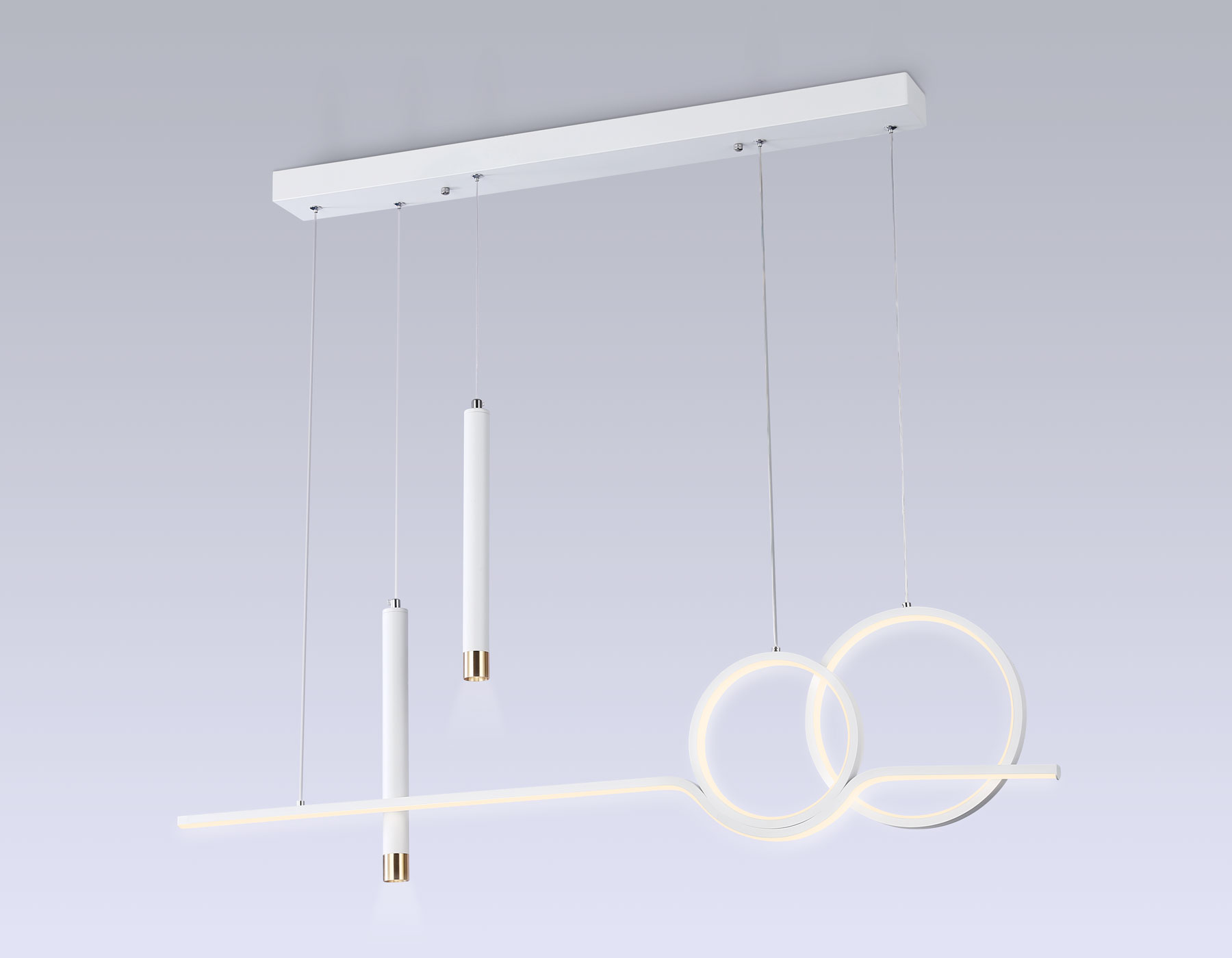 Подвесной светодиодный светильник с пультом FL5393/5 WH белый 3000K/4200K/6400K+4200K 62W 1000*75*1200 (ПДУ ИК)