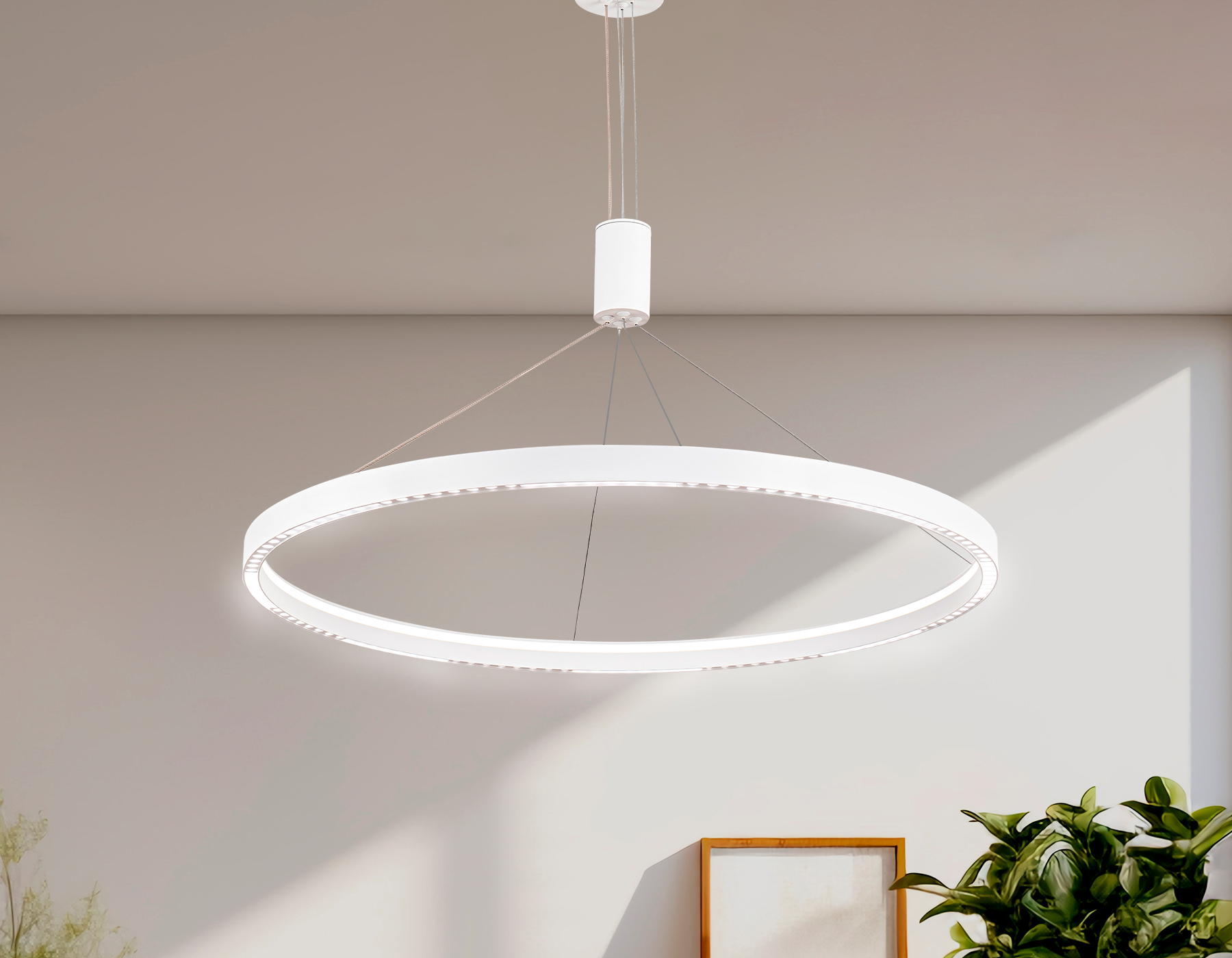 Подвесной светодиодный светильник FL5855 WH белый 40W 3000K/4200K/6400K D800*860 (без ПДУ)