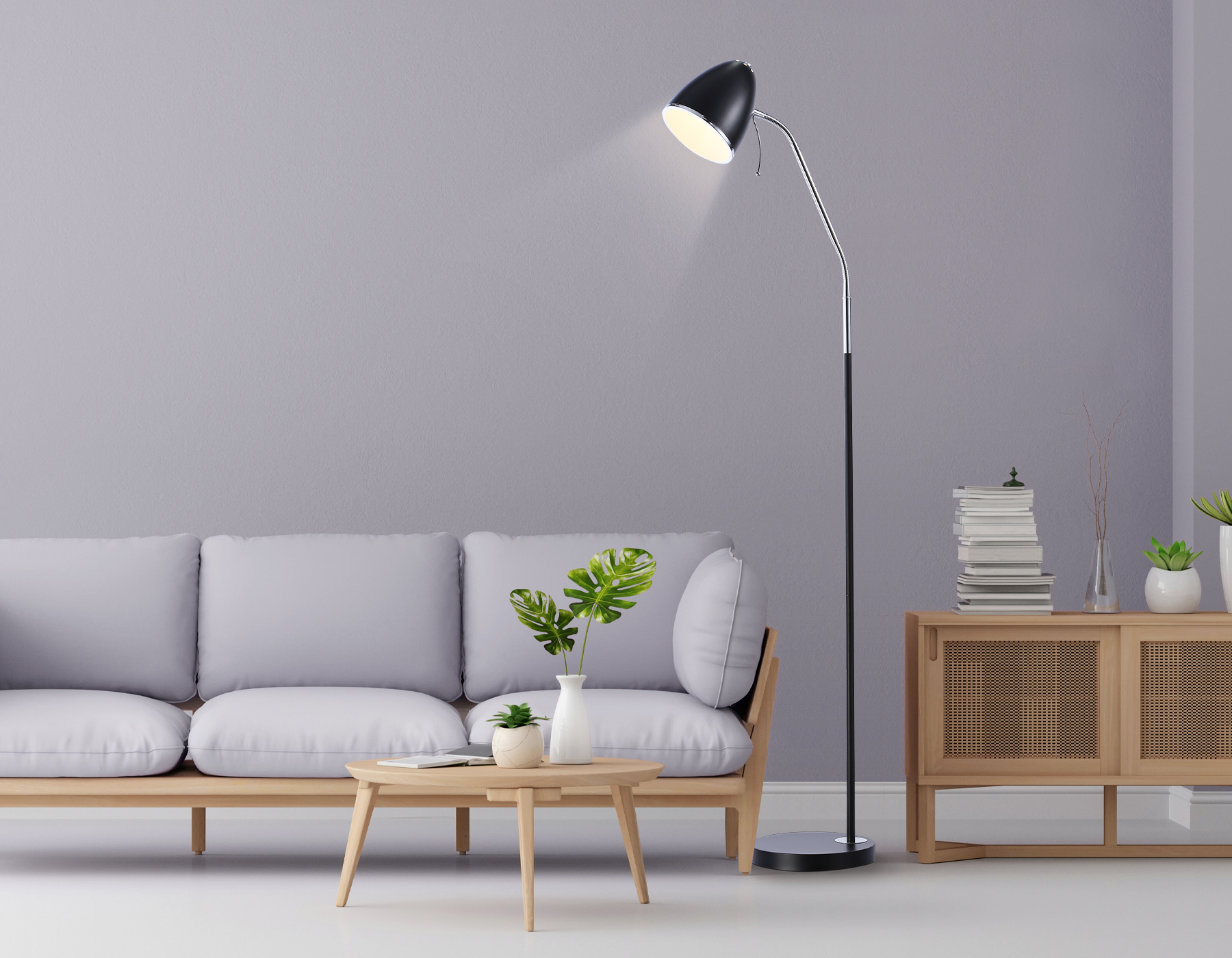 Светильник напольный с выключателем на проводе TR97681 BK черный E27 max 40W D150*1540