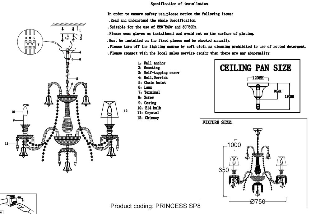 Люстра Crystal Lux PRINCESS SP8