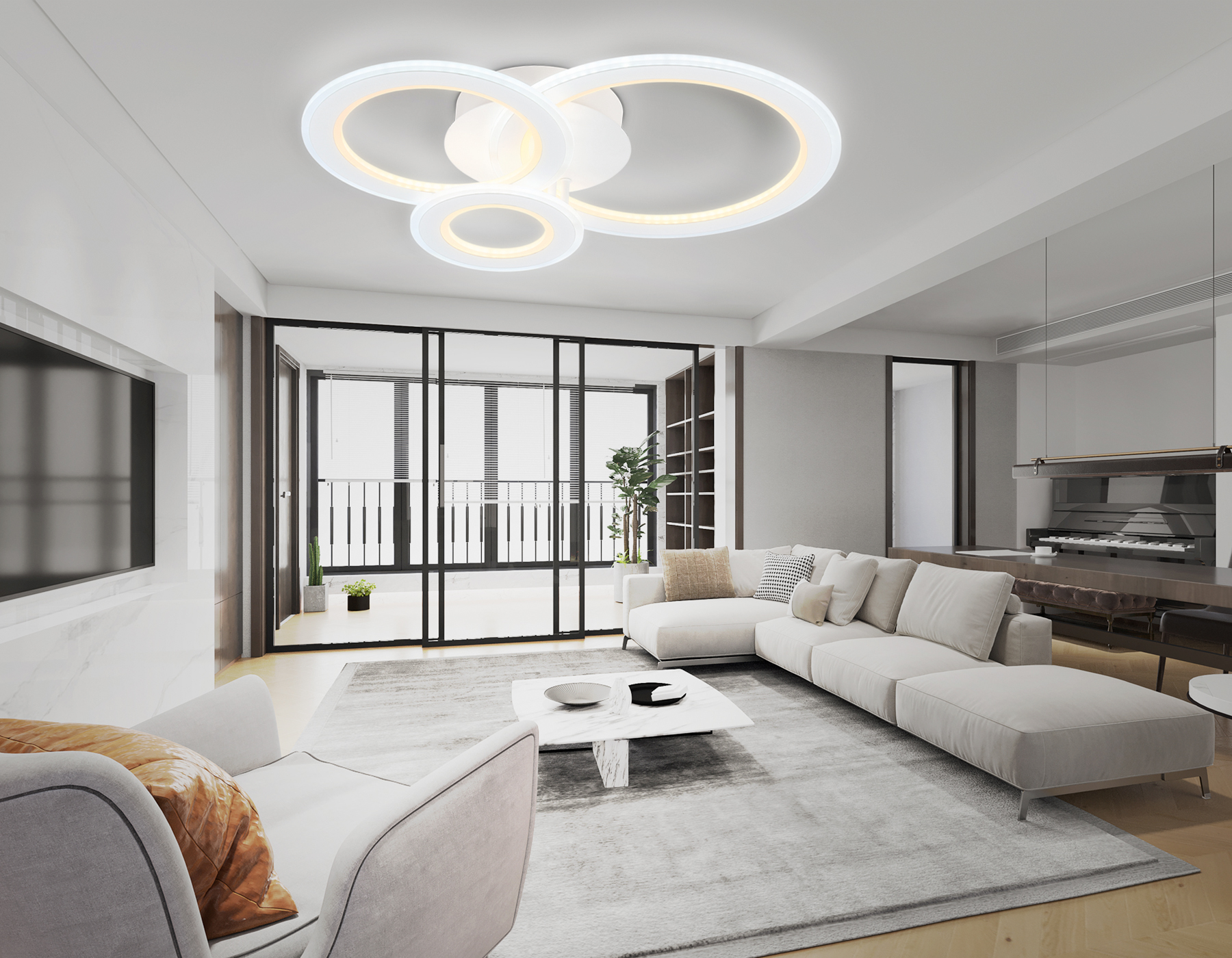 Потолочный светодиодный светильник с пультом FA861 WH белый 71W 540*470*105 (ПДУ РАДИО 2.4)