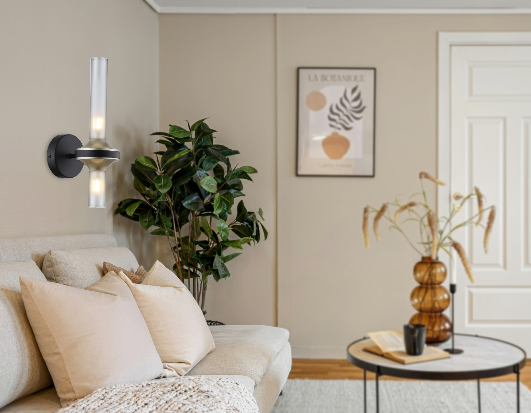 Настенный светильник LH55355/2 BK/CGD/CL черный/золото/прозрачный G9/2 max 30W 150*100*320