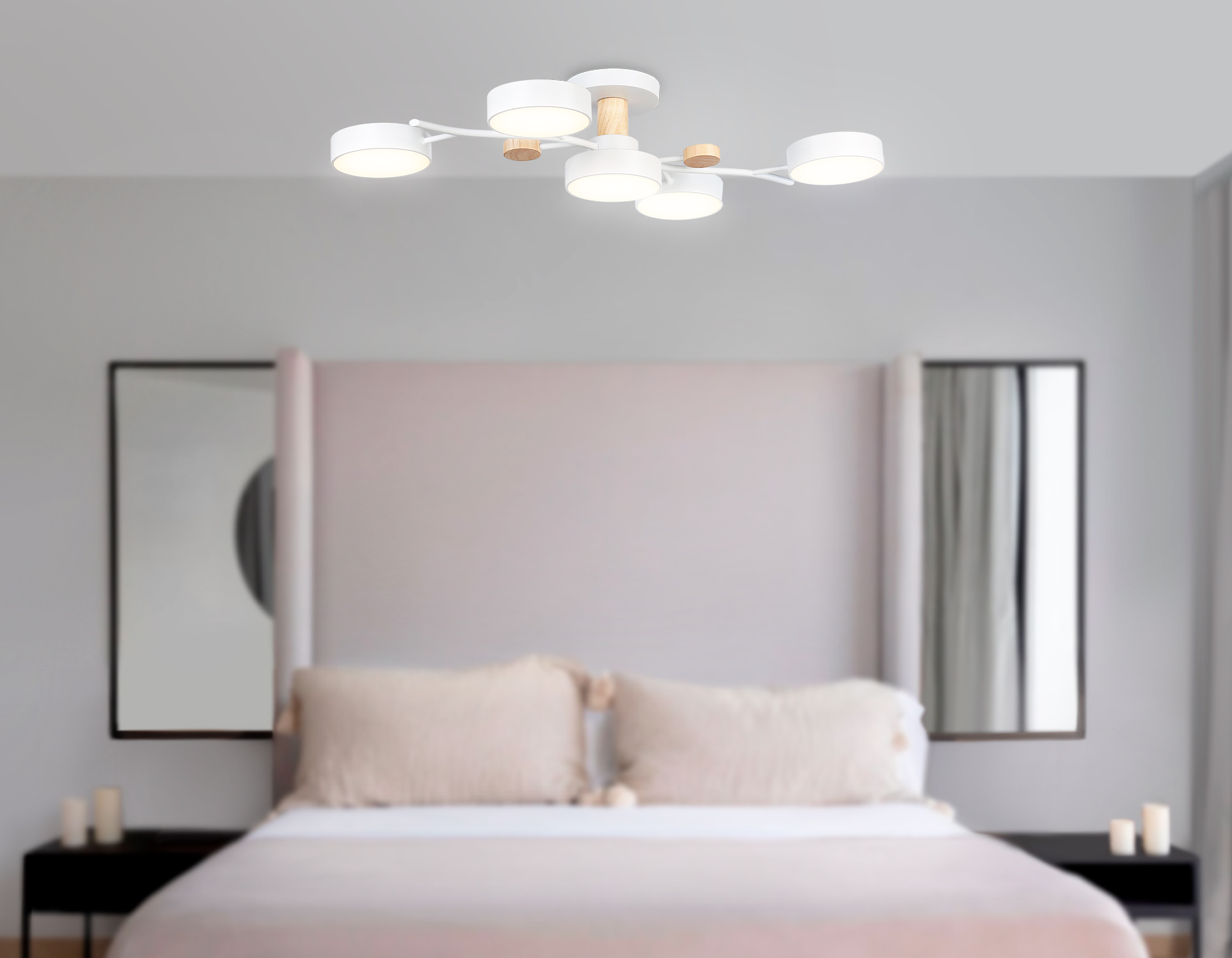 Подвесной светодиодный светильник с пультом FL4834/5 WH белый 3000K-6400K 70W 830*400*160 (ПДУ ИК)