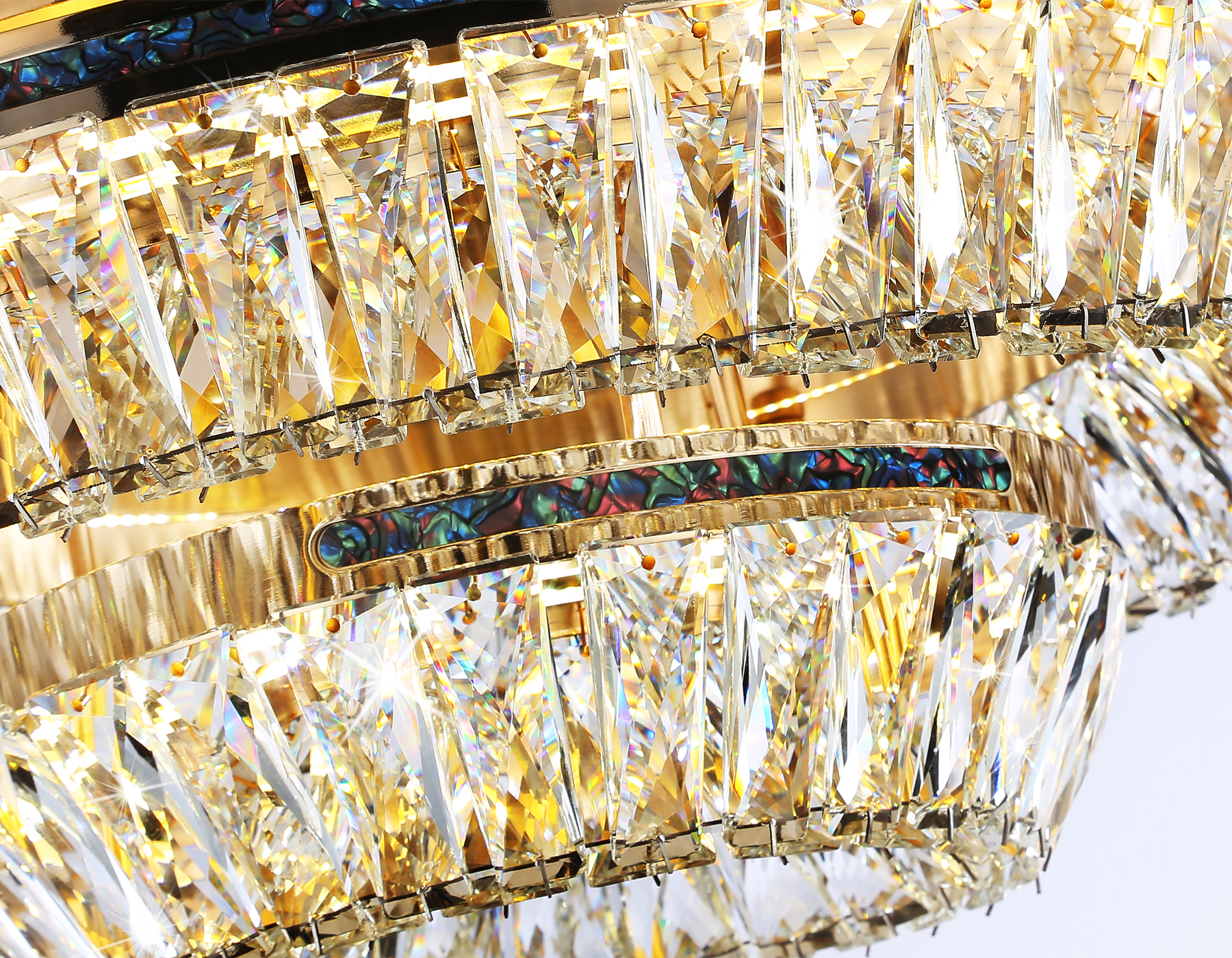 Потолочная светодиодная люстра с хрусталем TR5031 FGD/CL золото/прозрачный 3000K/4200K/6400K 81W D600*207 (Без ПДУ)