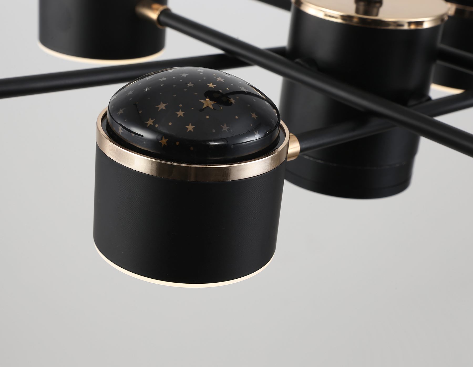 Люстра светодиодная на штанге FL51629/9+4 BK/FGD черный/золото 132W 3000-6000K D850*370 (без ПДУ)