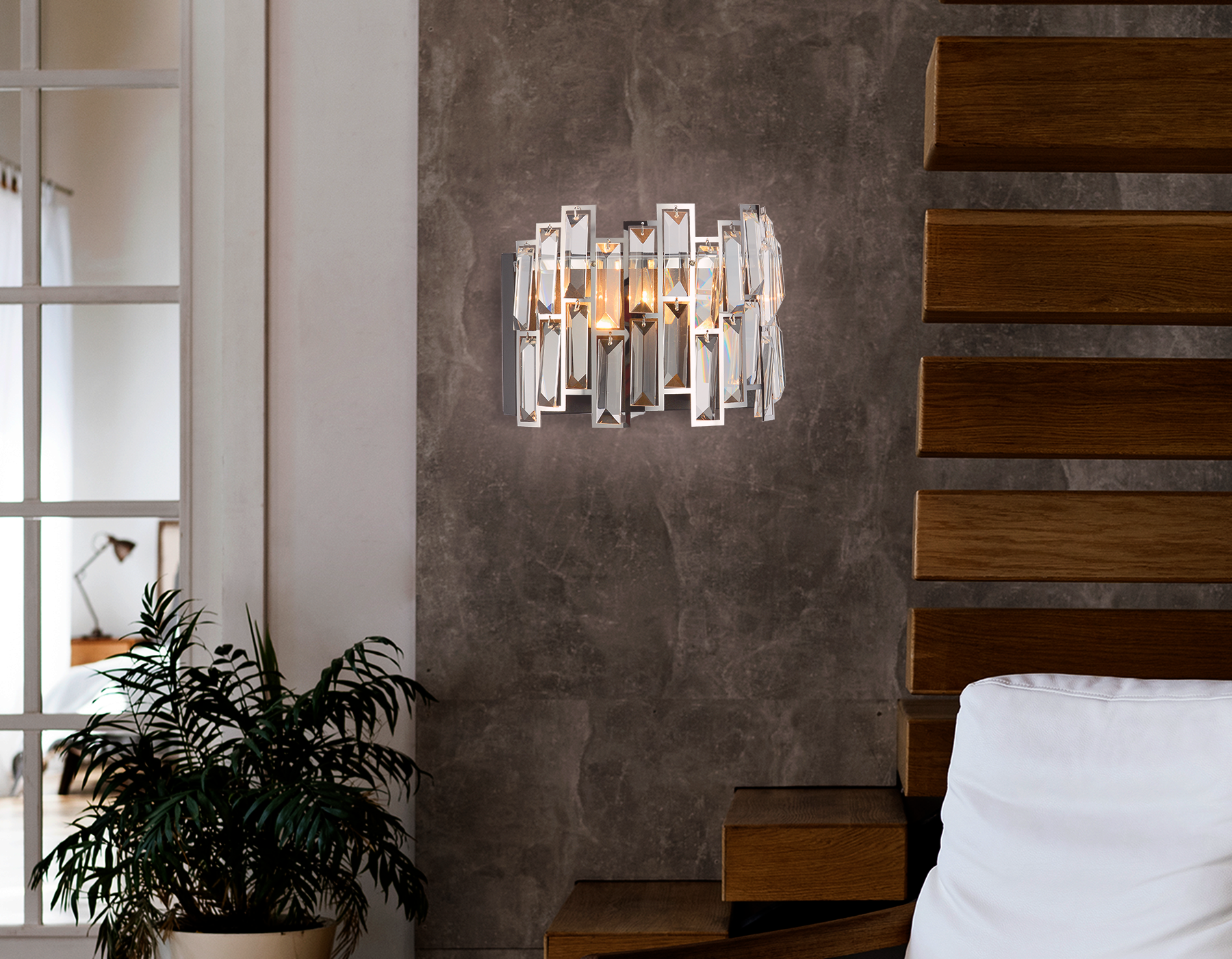 Настенный светильник с выключателем TR5056 CH/BK хром/черный E14/2 max 40W 250*200*140