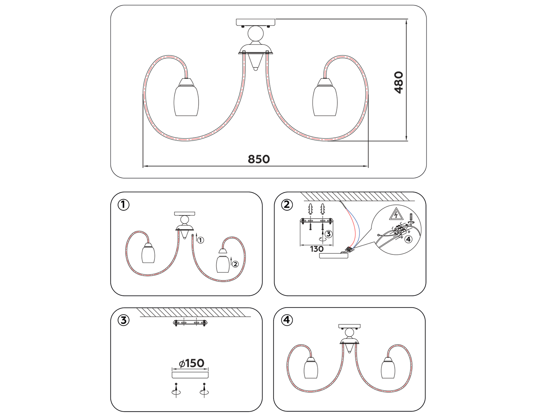 Потолочная люстра TR3120/6 WH/GD белый/золото E27 max 40W D850*480