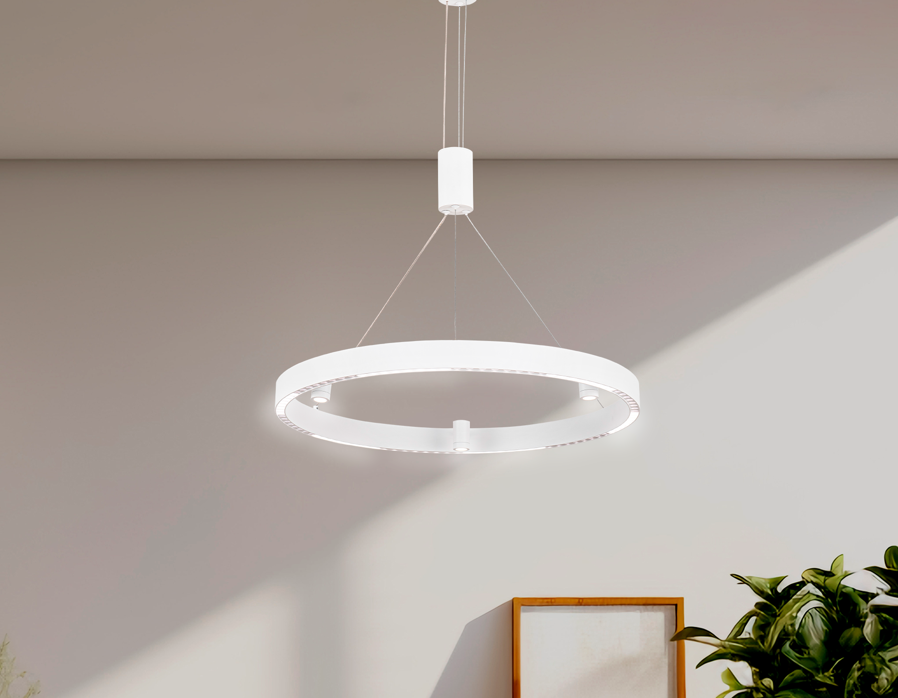 Подвесной светодиодный светильник FL5844/1+3 WH белый 40W 3000K/4200K/6400K D600*1200 (без ПДУ)