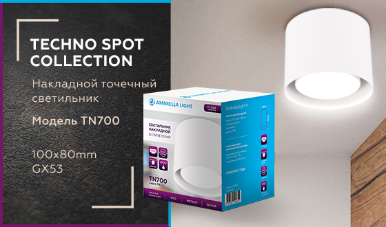 Точечный накладной светильник GX53 TN700 WH белый GX53 D100*80