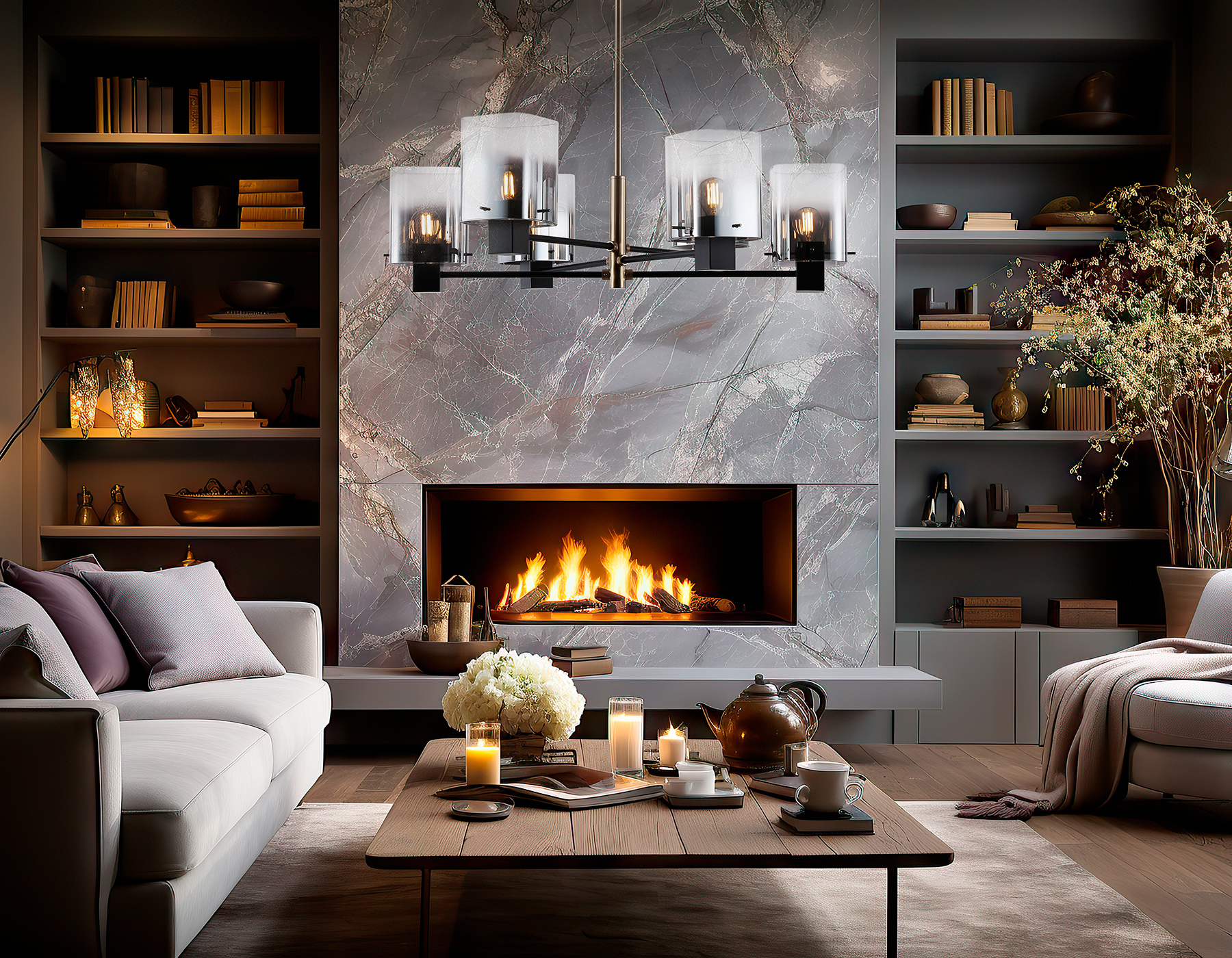 Подвесная люстра LH57041/6 BK/DBS/SM черный/темная латунь/дымчатый E14/6 max 40W D690*690