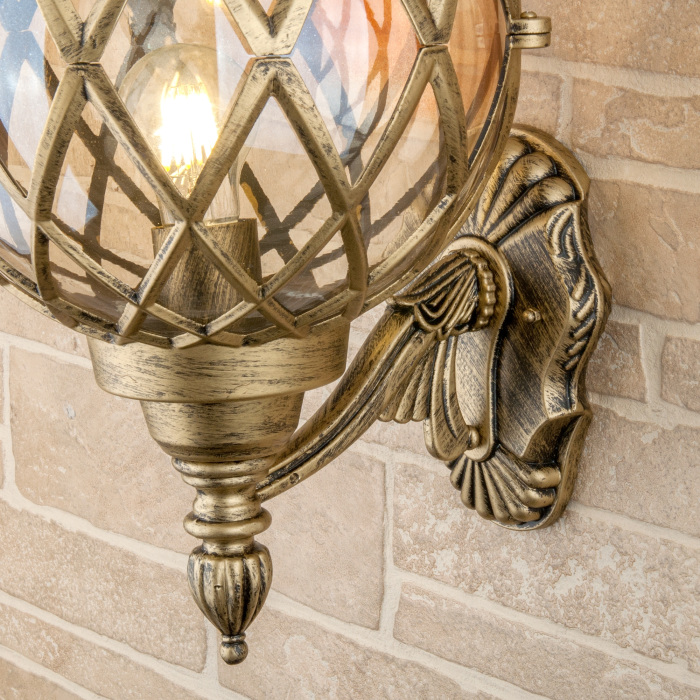 Настенный уличный фонарь U черное золото Elektrostandard Sirius (electrostandart_a025302)