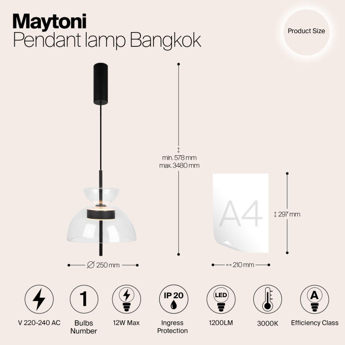Подвесной светильник Maytoni Bangkok MOD185PL-L6B3K2 (mod185pl-l6b3k2)