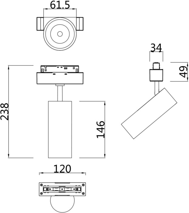 Трековый светильник Focus Led S35 4000K 18Вт 24 магнитный Maytoni Technical TR019-2-15W4K-B (tr019-2-15w4k-b)