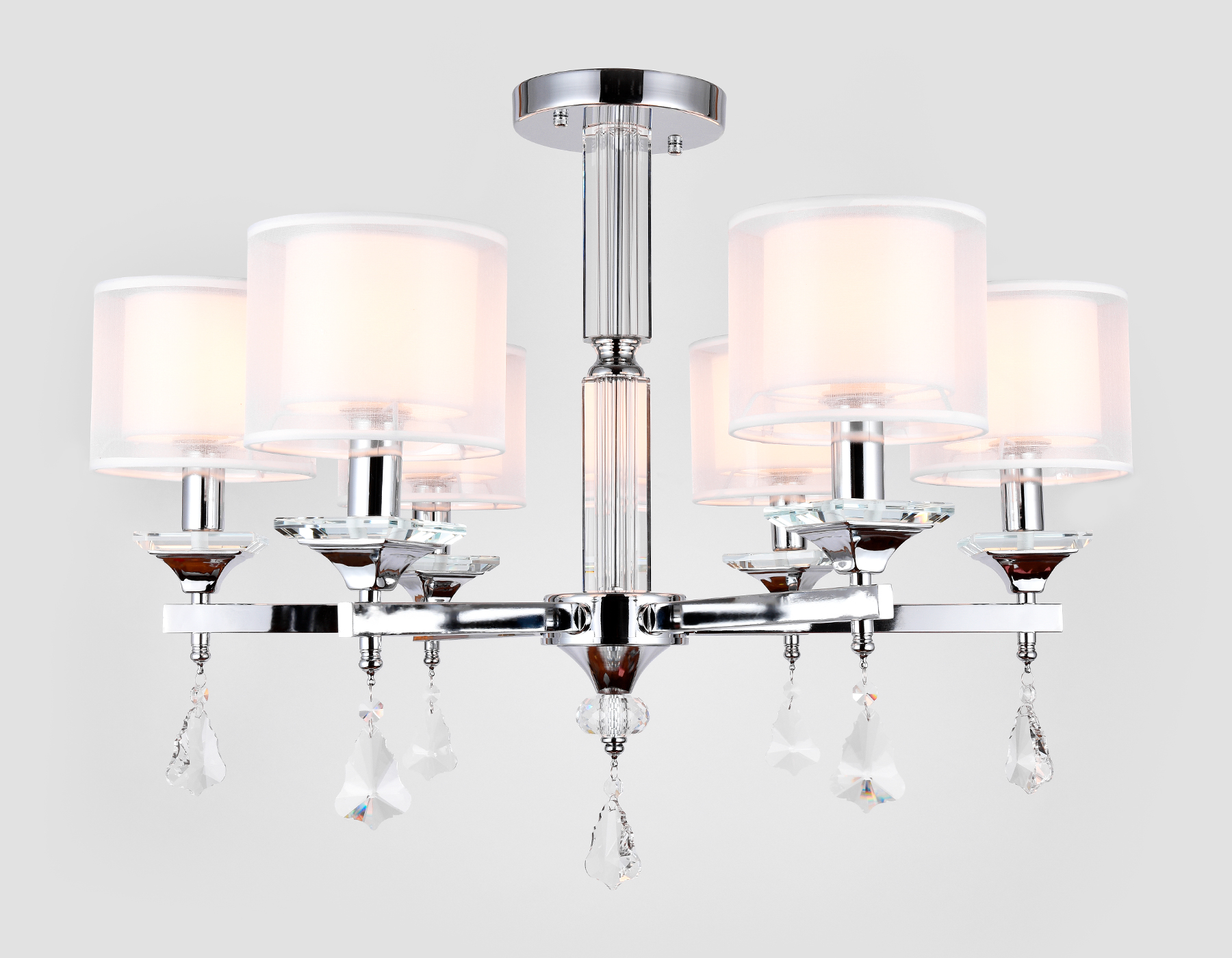 Подвесная люстра с хрусталем TR4533/6 CH/WH хром/белый E14/6 max 40W D700*560