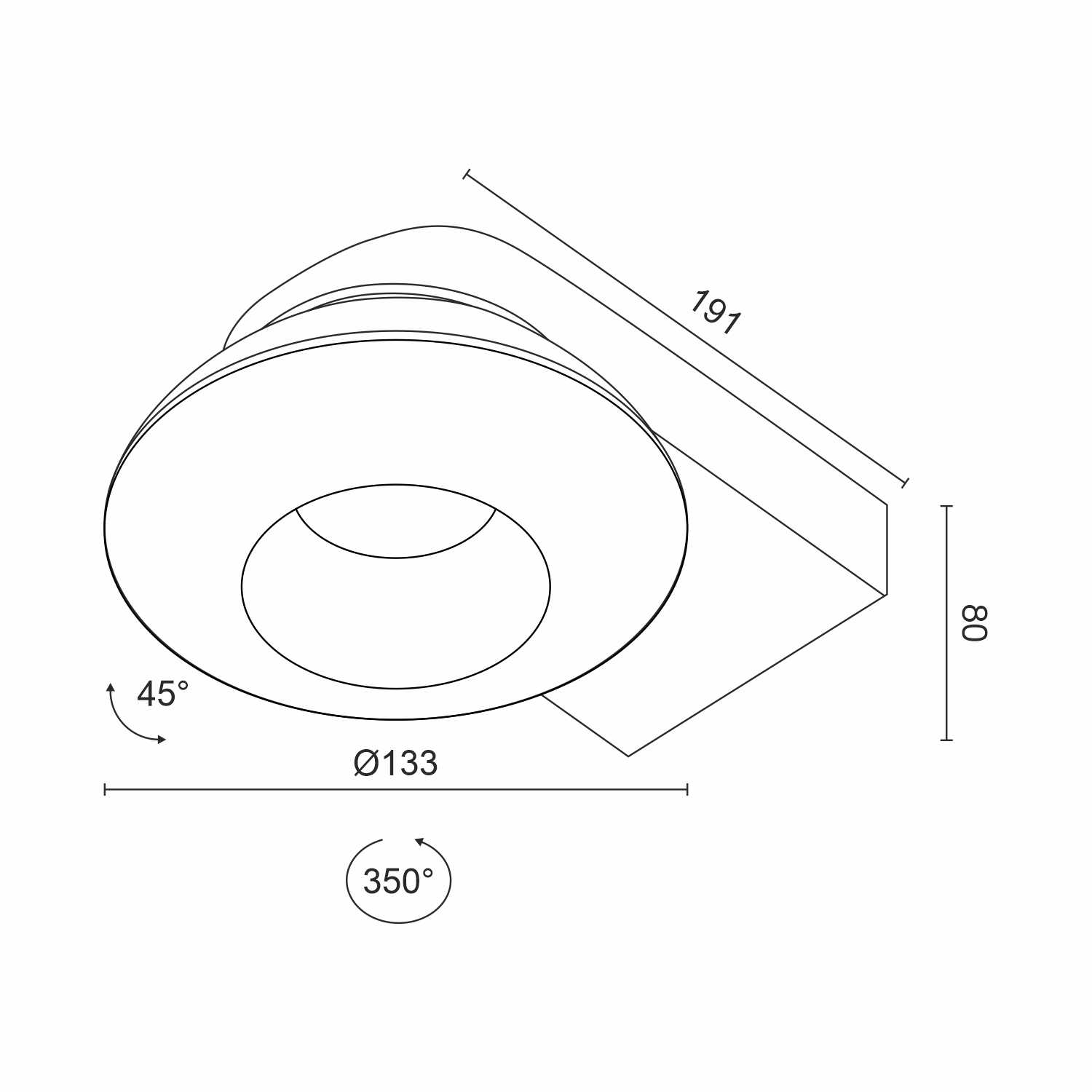 Накладной поворотный светодиодный светильник Ledron KRIS SLIM Black (2759)