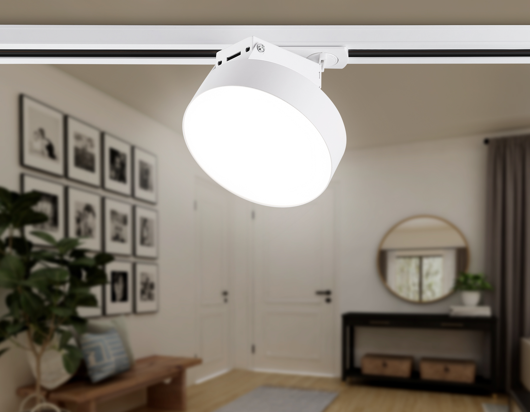 Трековый однофазный светодиодный светильник GL6837 WH белый LED 15W 4200K D115*80