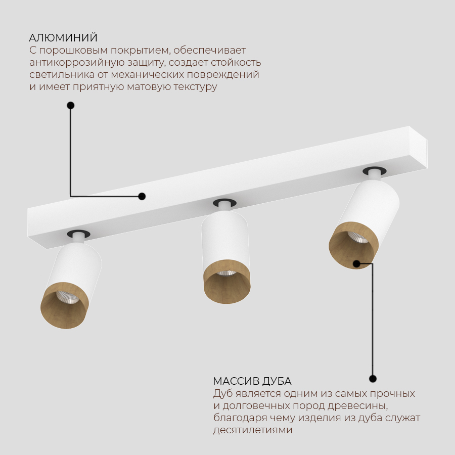 Накладной светодиодный светильник Ledron SAGITONY E3 S60 Wooden White (10175)
