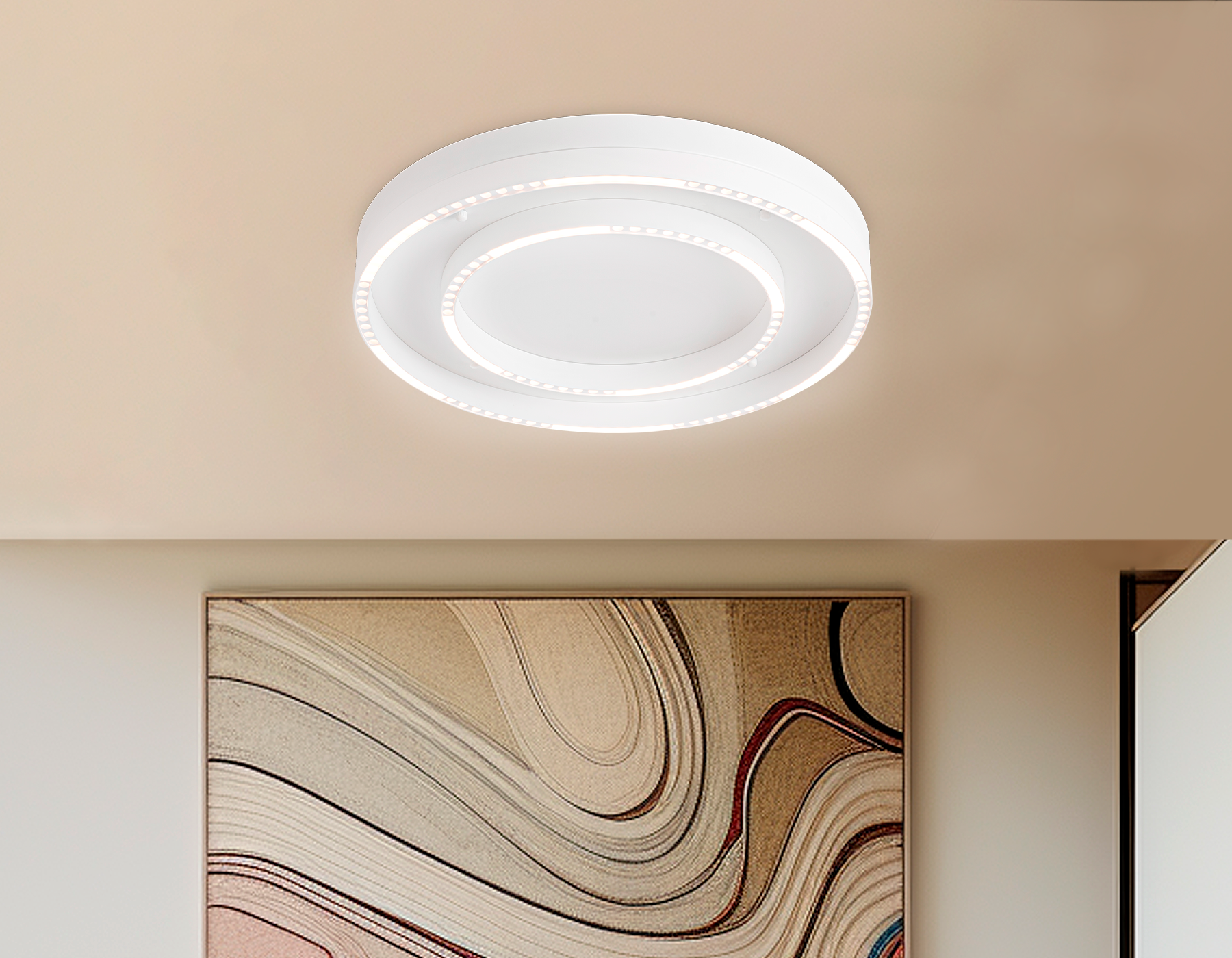 Потолочный светодиодный светильник FL5821 WH белый 55W 3000K/4200K/6400K D600*75 (без ПДУ)