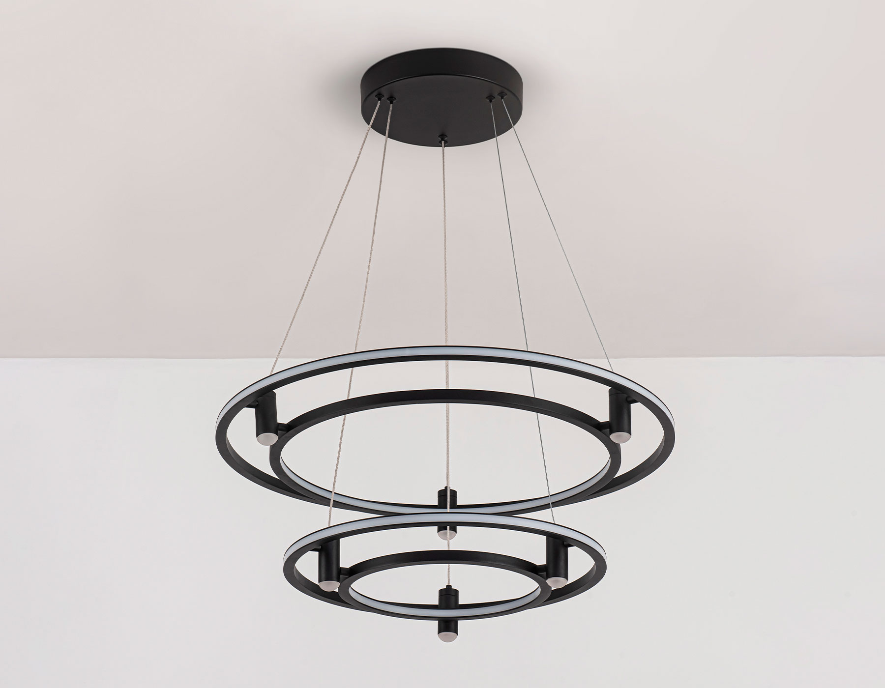 Подвесной светодиодный светильник FL5544/2+6 BK черный 90W 3000K/4200K/6400K D600/400*1300 (без ПДУ)