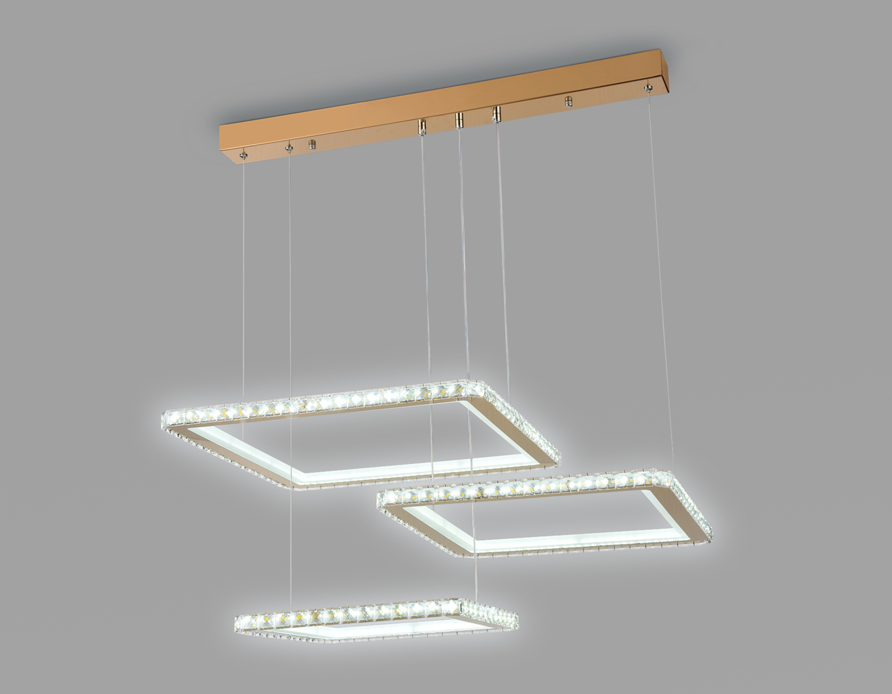 Управляемый подвесной светодиодный светильник FA1761/3 GD золото 180W 3000K+6400K/3000K/6400K/4200K+4200K 680*460*740 (ПДУ РАДИО 2.4G)