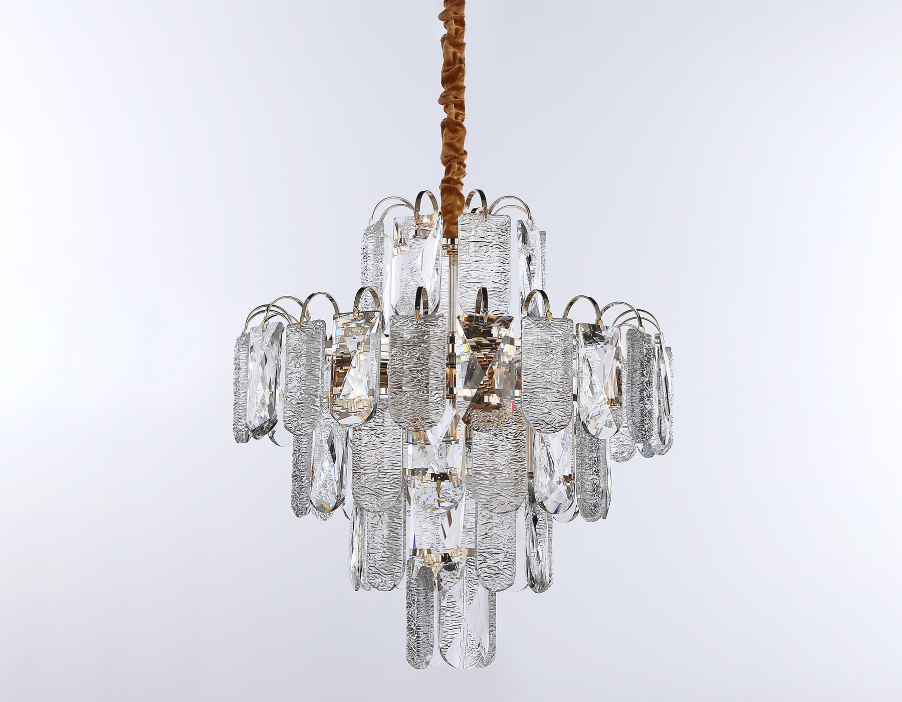 Подвесная люстра с хрусталем TR5231/9 SGD/CL/FR золото/прозрачный/белый матовый E27*9 max 40W D500*530