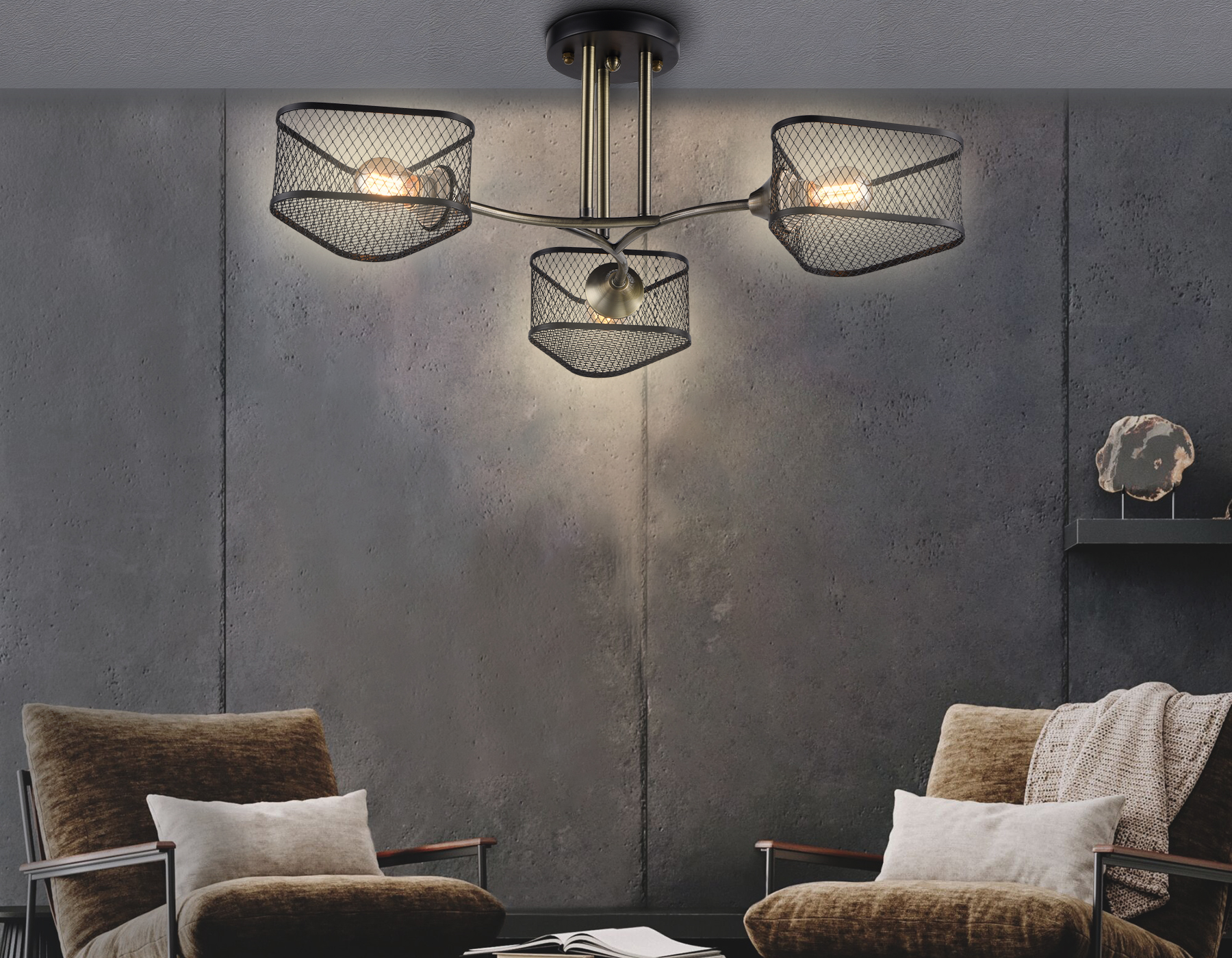 Подвесная люстра TR80171/3 SB/BK бронза/черный E27/3 max 40W D600*215