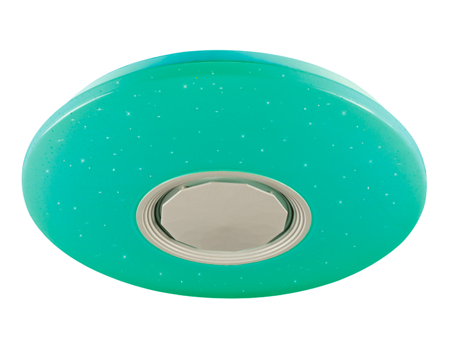 Музыкальный светодиодный светильник c подсветкой RGB FF201 WH/CH белый/хром 72W D495*85 (ПДУ ИК)