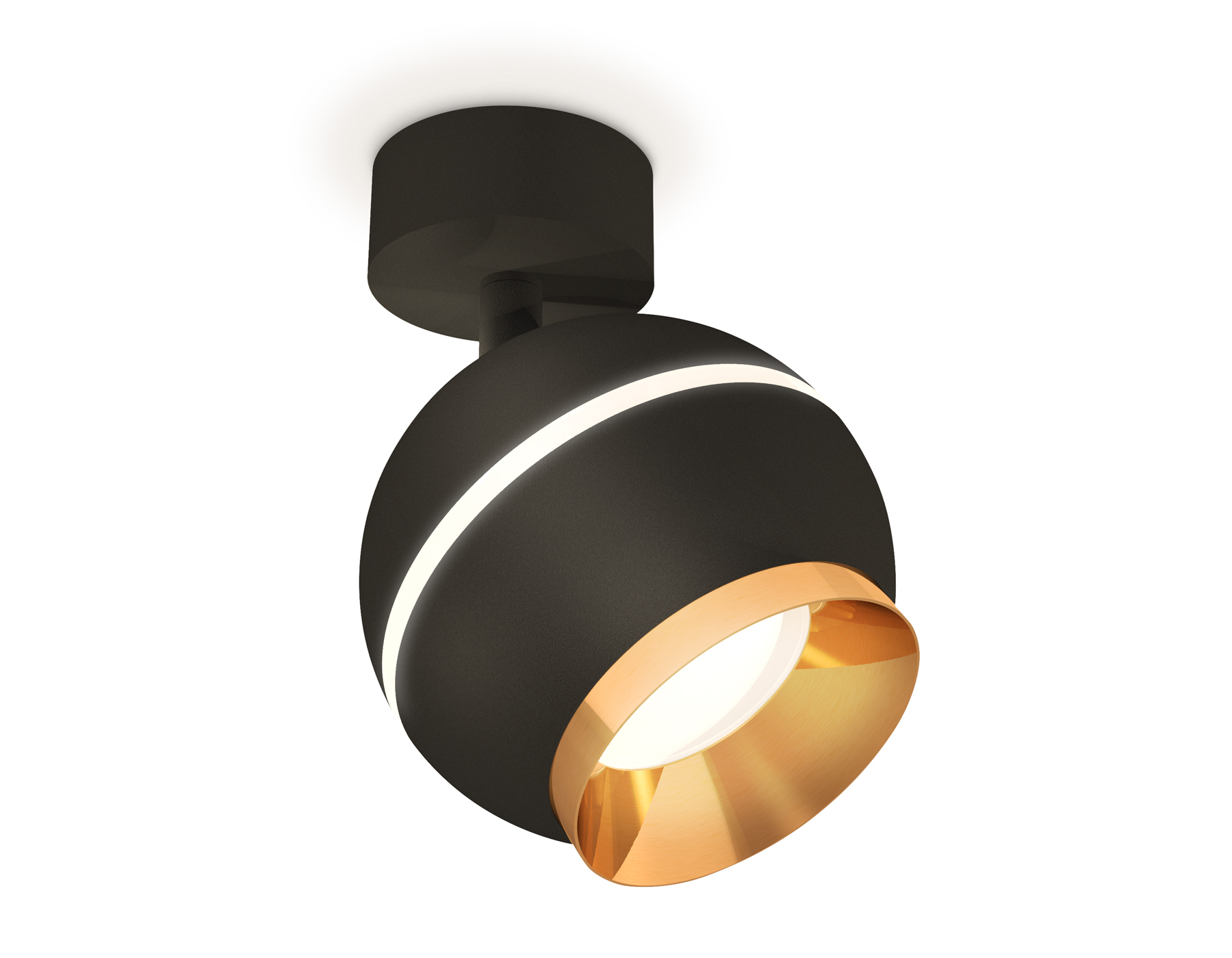 Комплект поворотного светильника с дополнительной подсветкой XM1102004 SBK/PYG черный песок/золото желтое полированное MR16 GU5.3 LED 3W 4200K