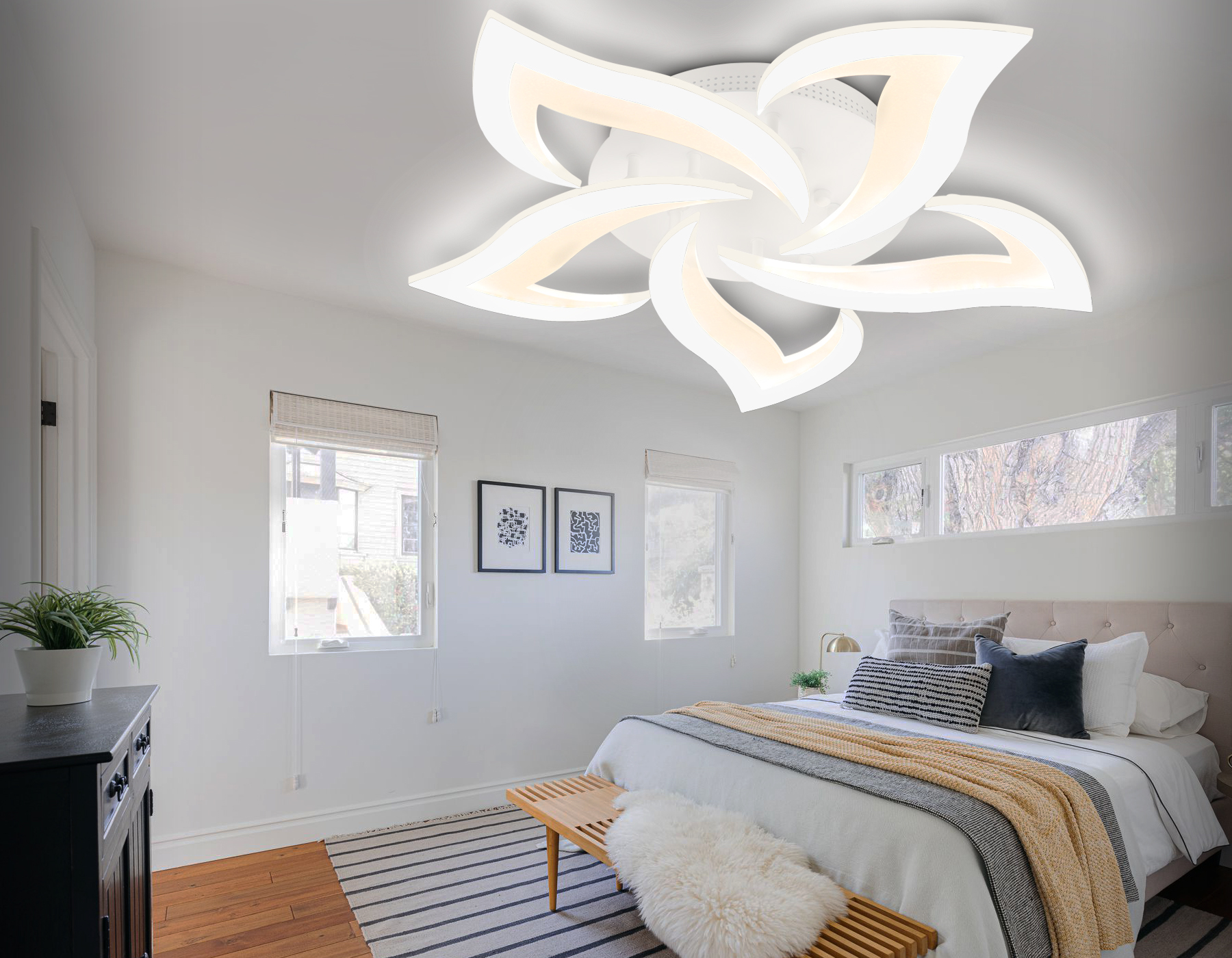 Потолочный светодиодный светильник с пультом FA4471/5 WH белый 56W 3000K/4200K/6400K D640*80 (ПДУ ИК)