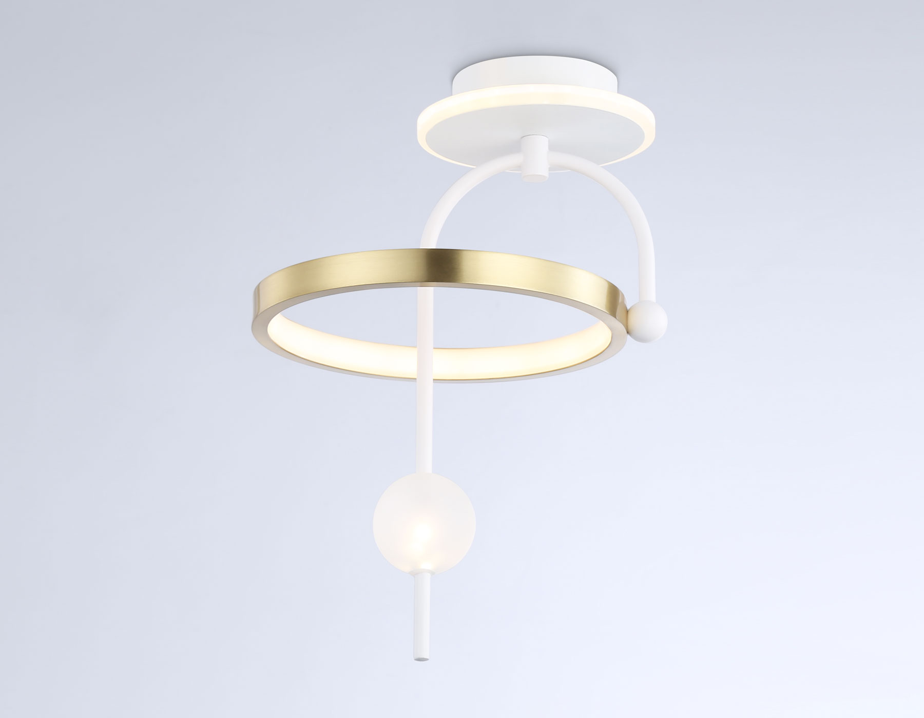 Потолочный светодиодный светильник FL66422 WH/GD белый/золото 3000K/4200K/6400K 15W 240*220*347.7 (Без ПДУ)