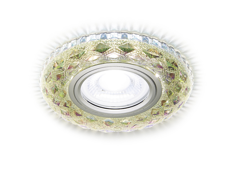 Встраиваемый точечный светильник MR16 с LED подсветкой S288 PR хром/перламутровый хрусталь/MR16+3W(LED WHITE)